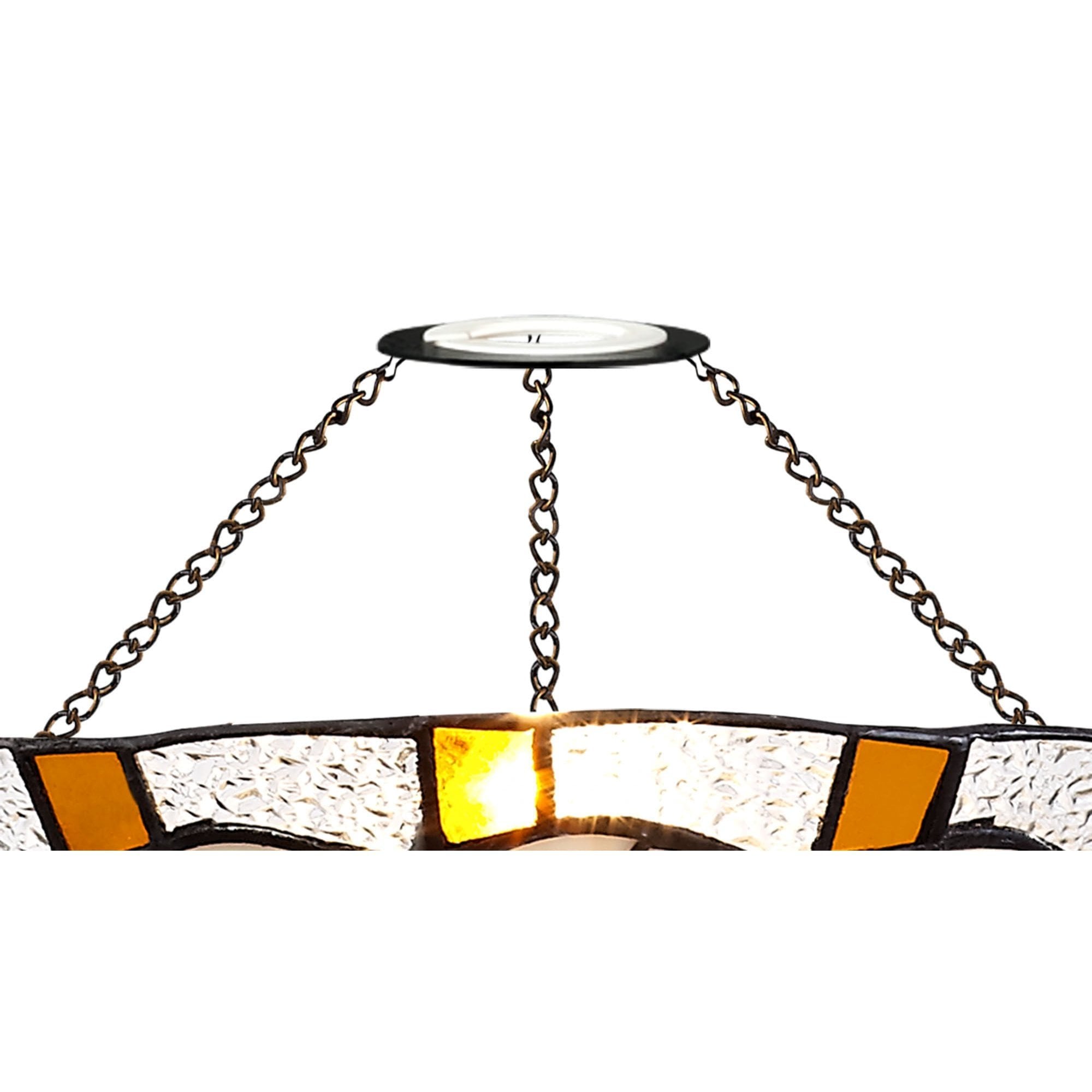 35cm Tiffany Non-electric Uplighter Shade, Amber/Cream/Clear Crystal