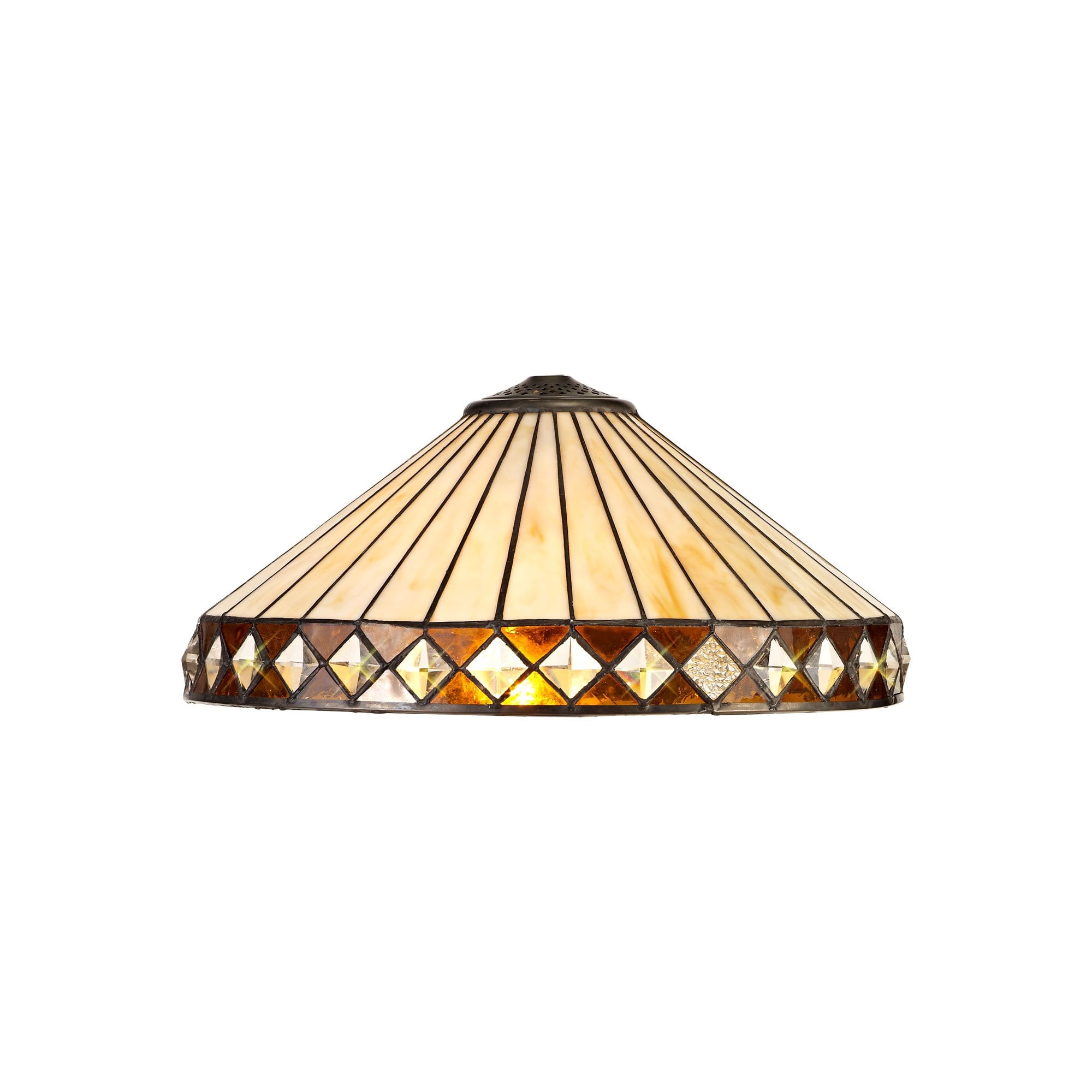 Tiffany 40cm Shade Only Suitable For Pendant/Ceiling/Table Lamp, Amber/Cream/Crystal