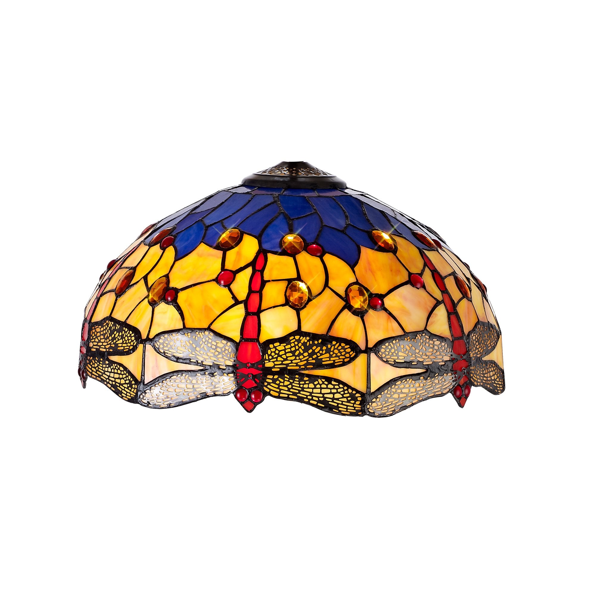 Tiffany 40cm Shade Only Suitable For Pendant/Ceiling/Table Lamp, Blue/Orange/Crystal