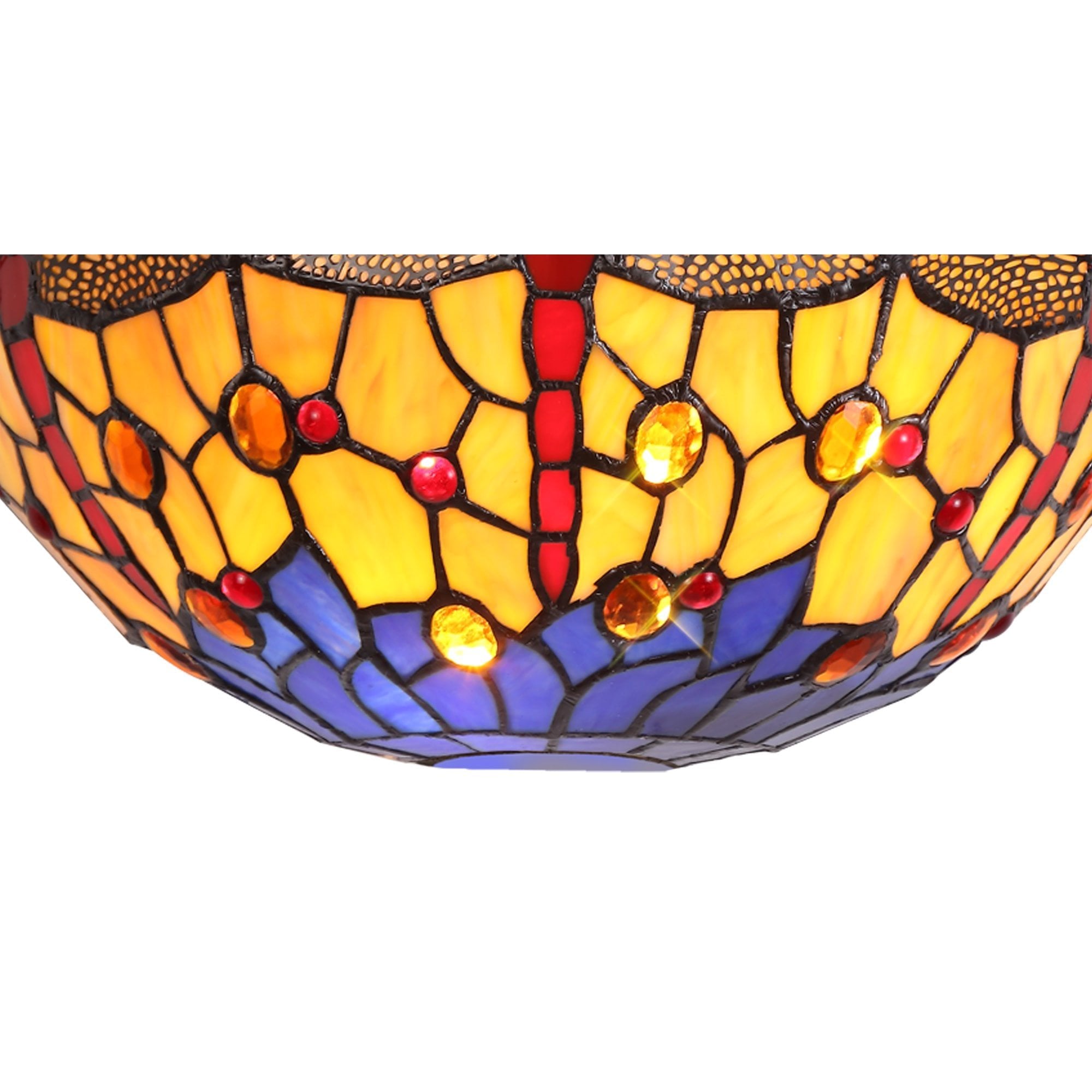 Tiffany Wall Lamp, 2 x E14, Blue/Orange/Crystal