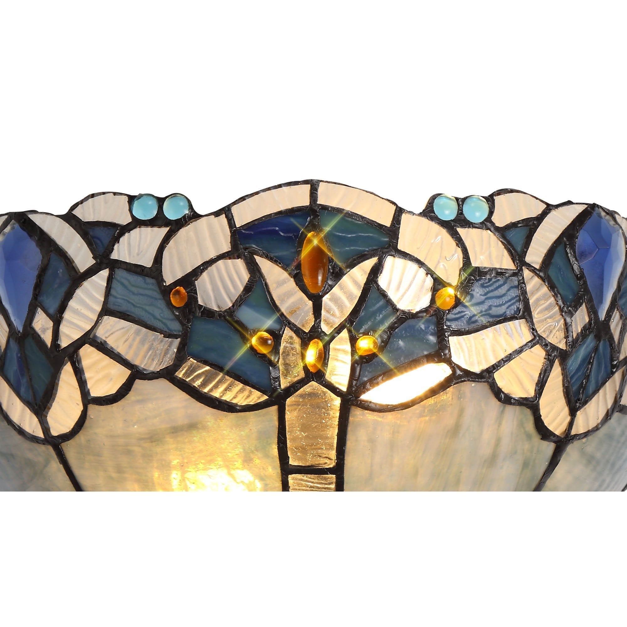 Tiffany 30cm Wall Lamp, 2 x E14, Blue/Clear Crystal