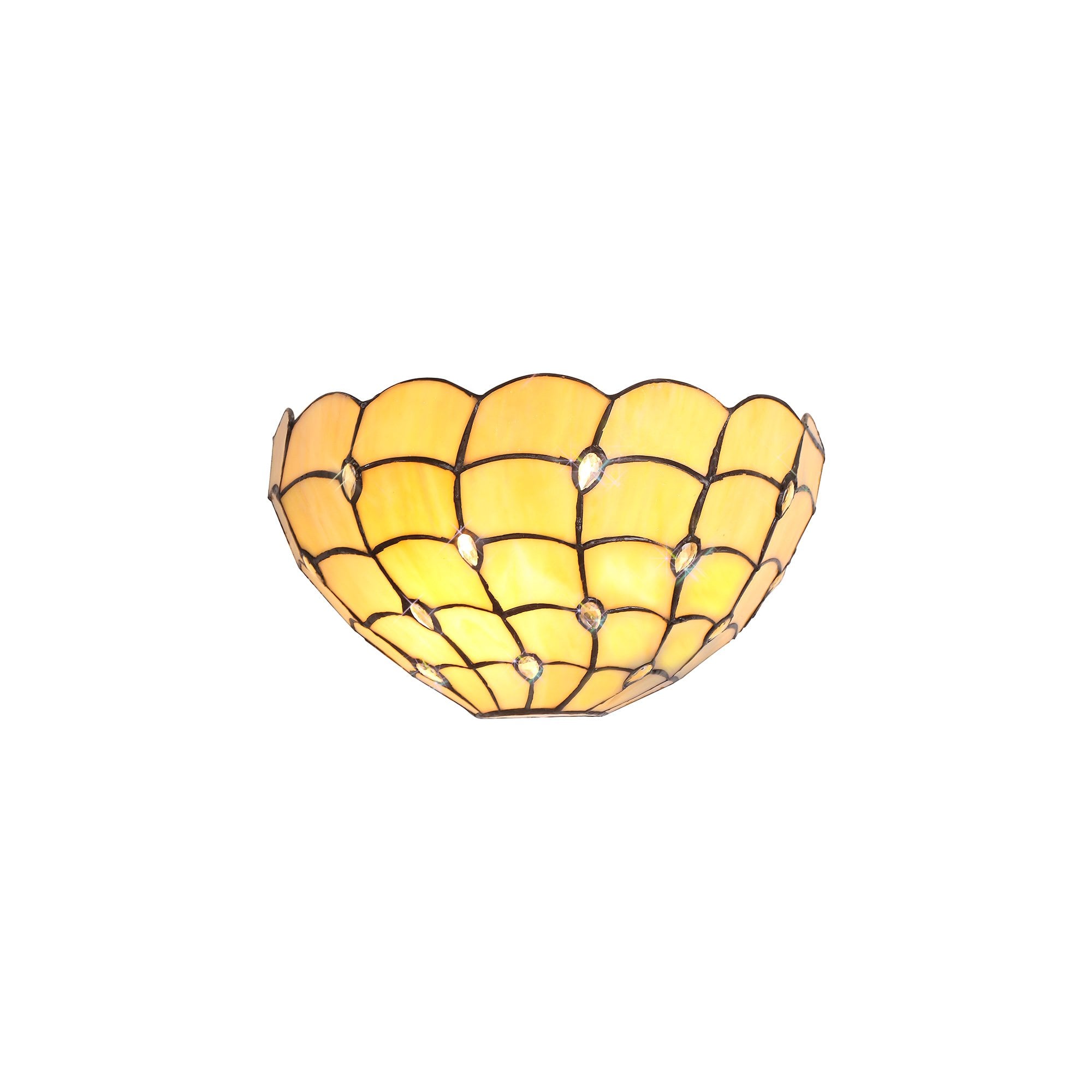 Tiffany 30cm Wall Lamp, 2 x E14, Beige/Clear Crystal