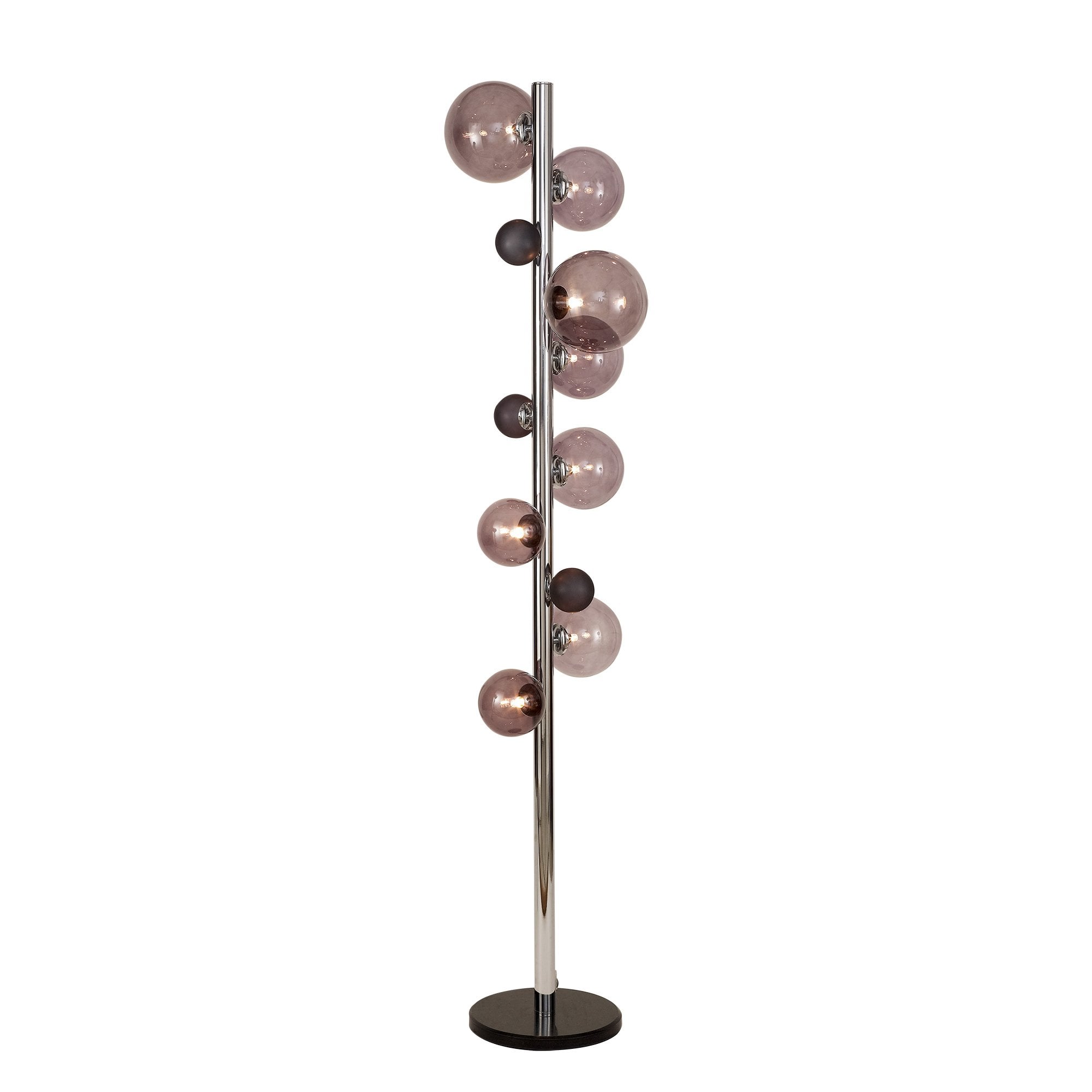 Floor Lamp, 8 x G9, Polished Chrome/Smoked Glass