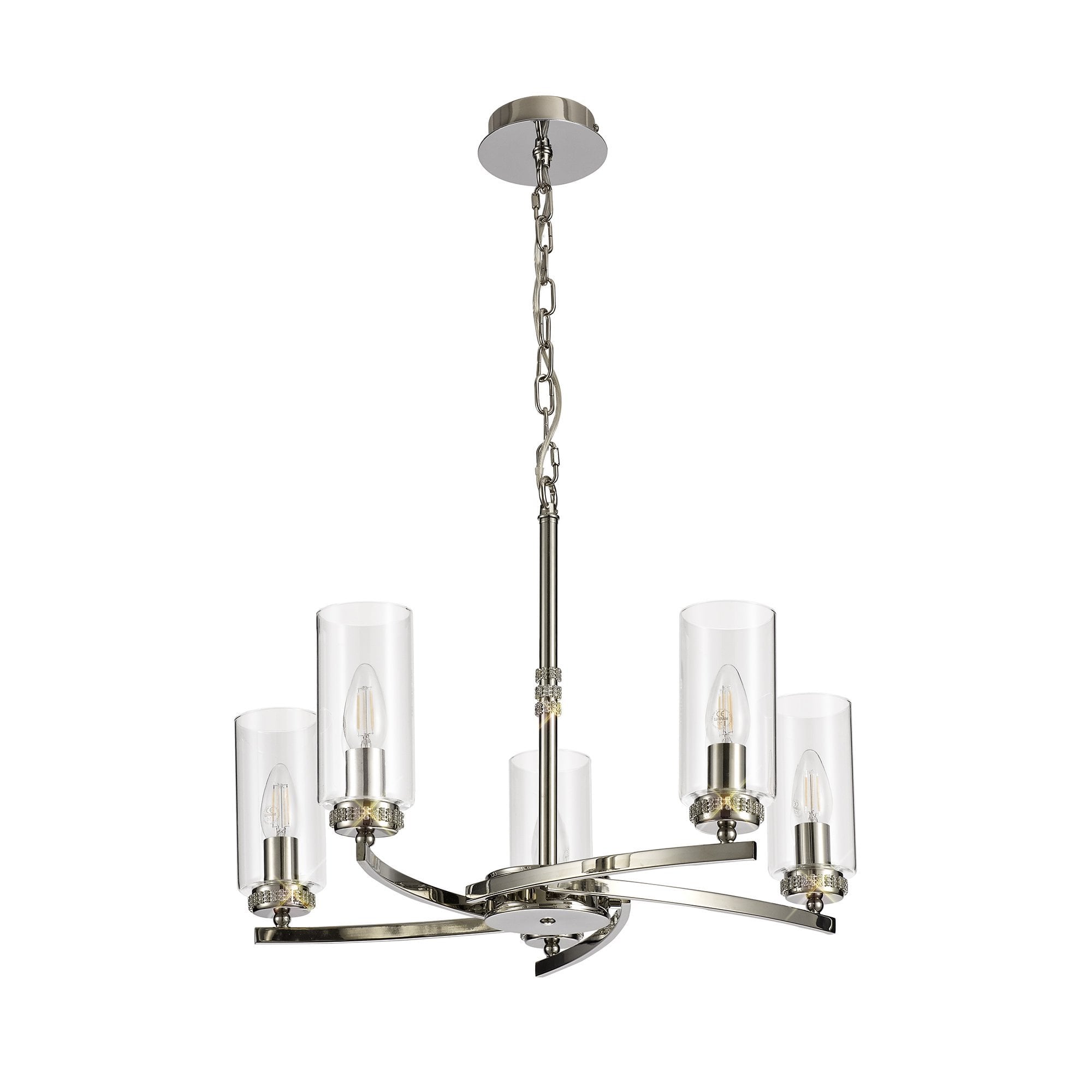 Pendant/Semi Ceiling, 5 x E14, Polished Nickel