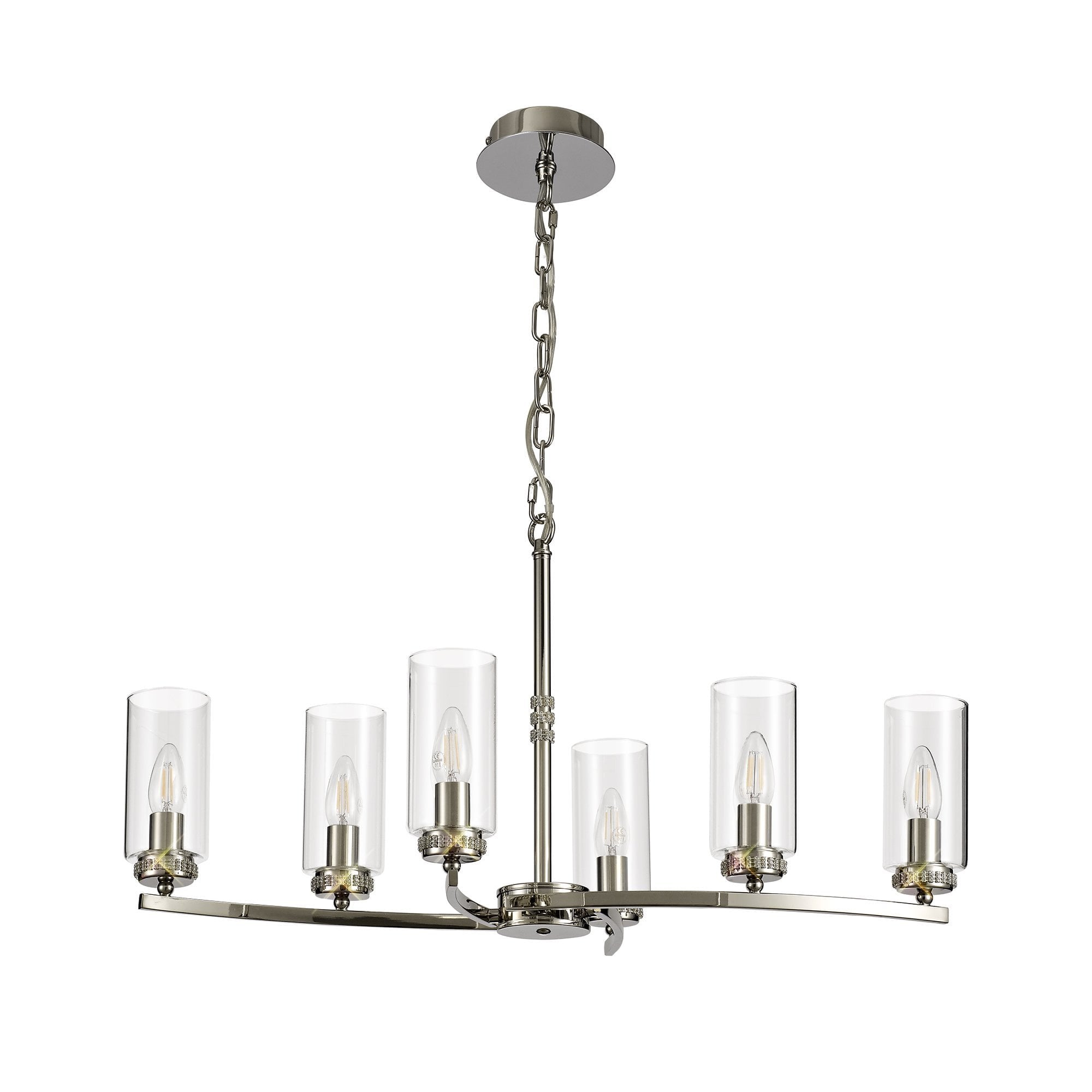 Pendant/Semi Ceiling, 6 x E14, Polished Nickel