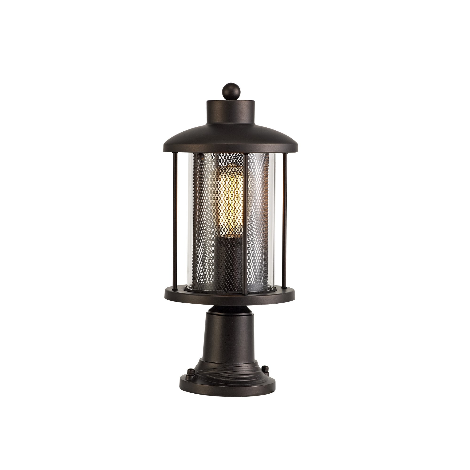 Pedestal Lamp, 1 x E27, Antique Bronze/Clear Glass, IP54, 2yrs Warranty