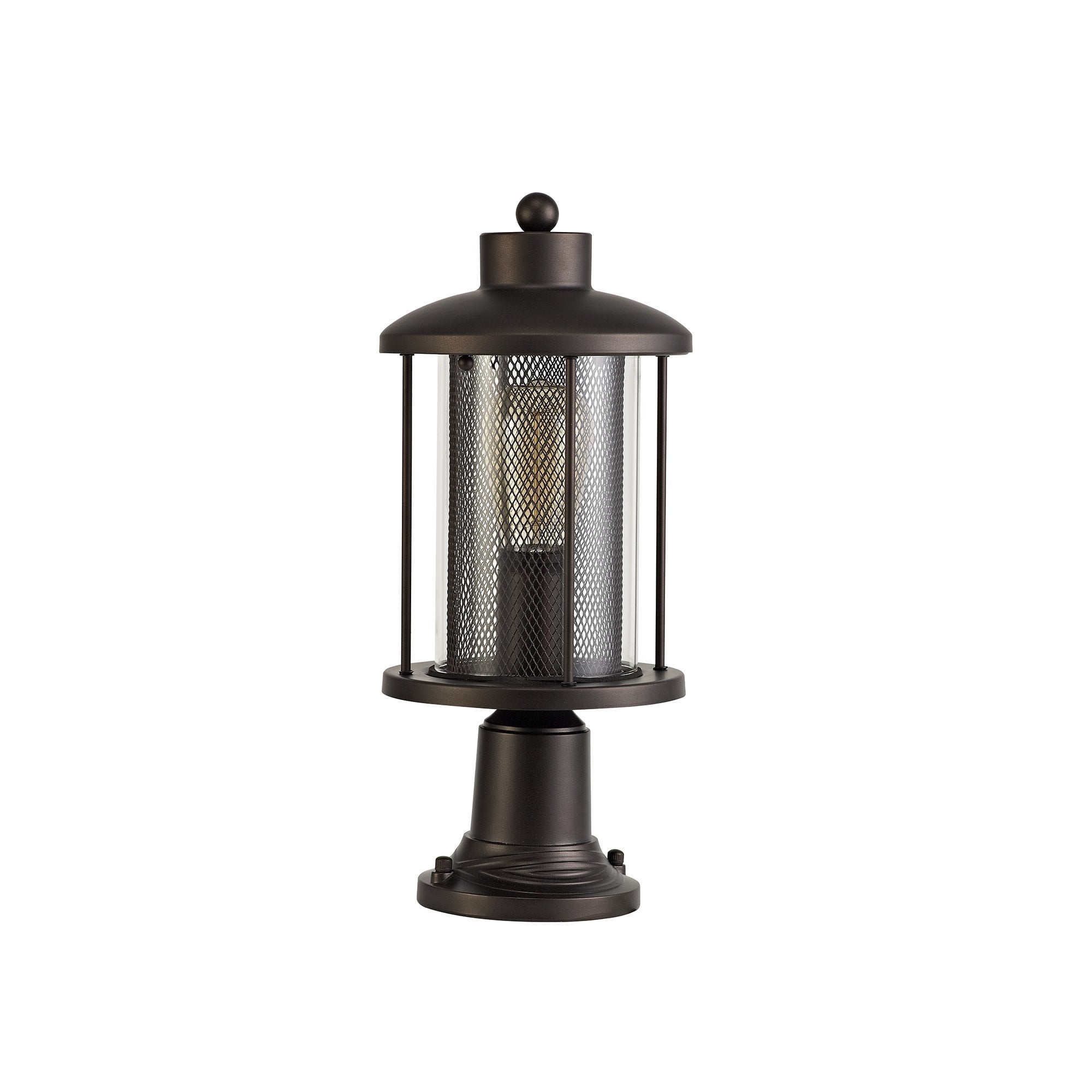 Pedestal Lamp, 1 x E27, Antique Bronze/Clear Glass, IP54, 2yrs Warranty