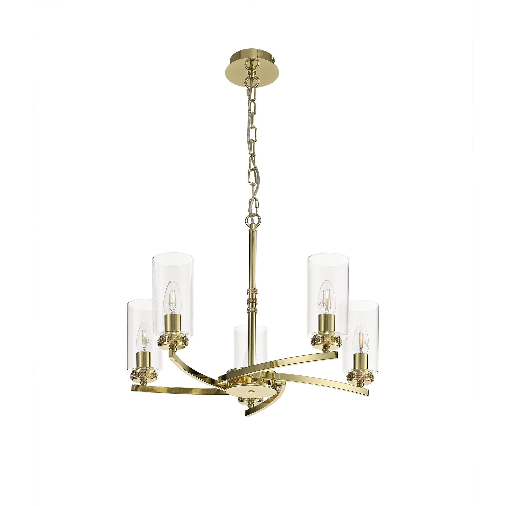 Pendant/Semi Ceiling, 5 x E14, Polished Gold