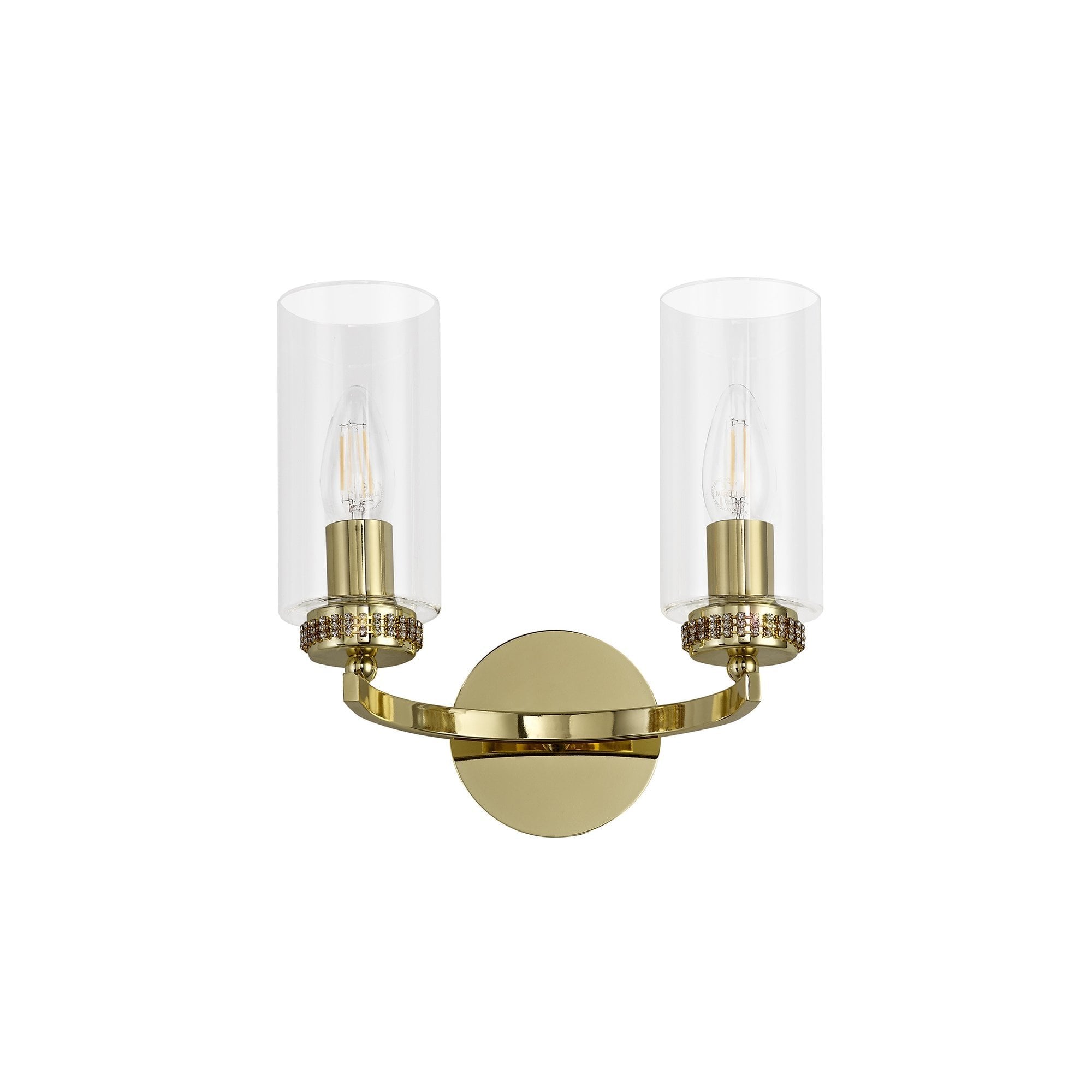 Wall Lamp Switched, 2 x E14, Polished Gold