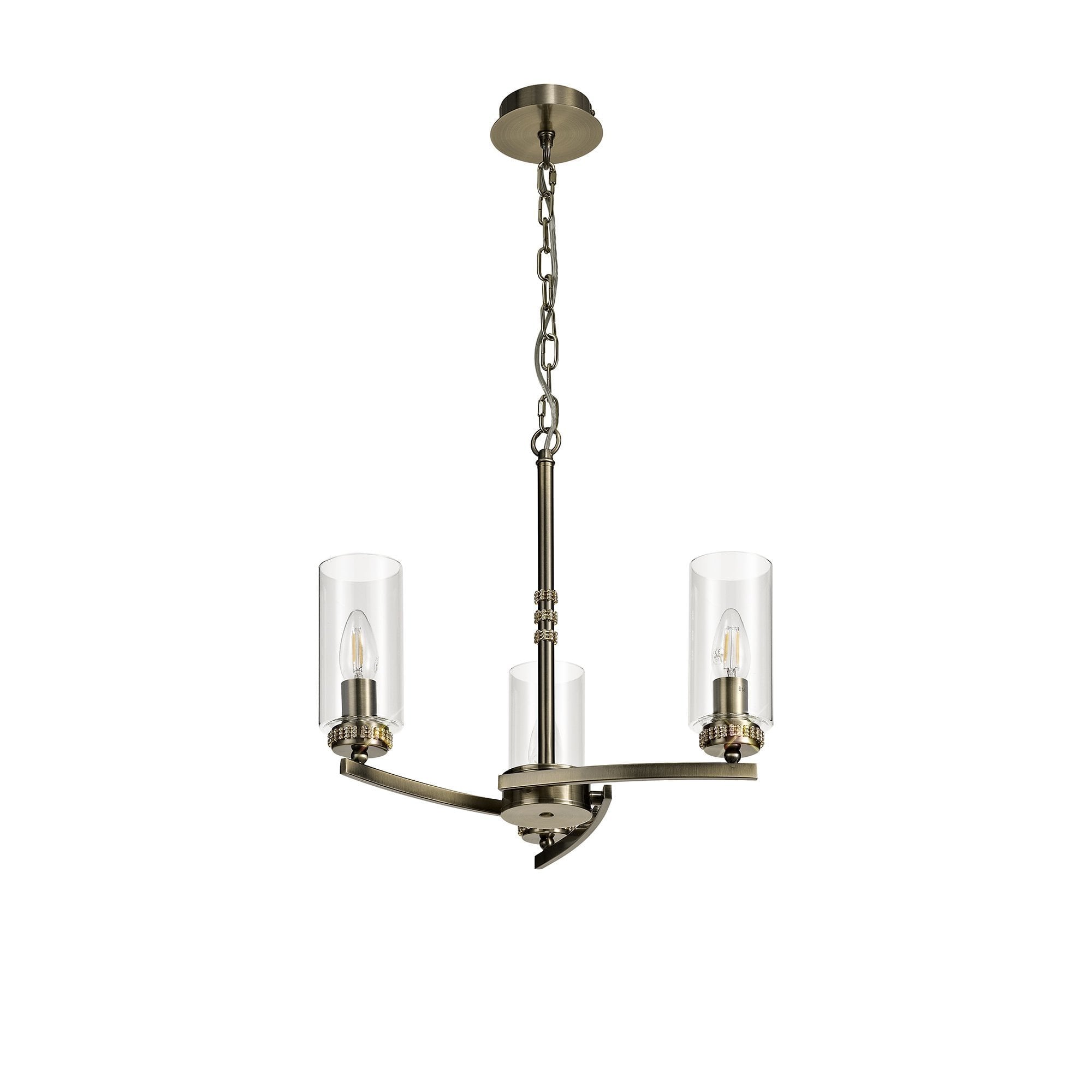 Pendant/Semi Ceiling, 3 x E14, Antique Brass