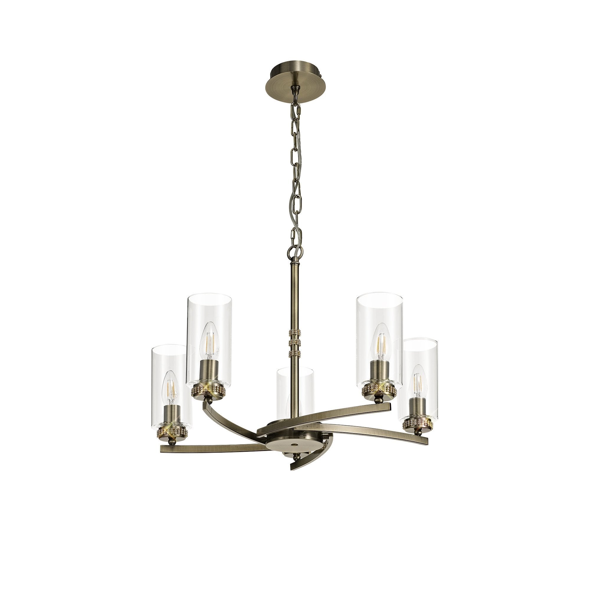 Pendant/Semi Ceiling, 5 x E14, Antique Brass