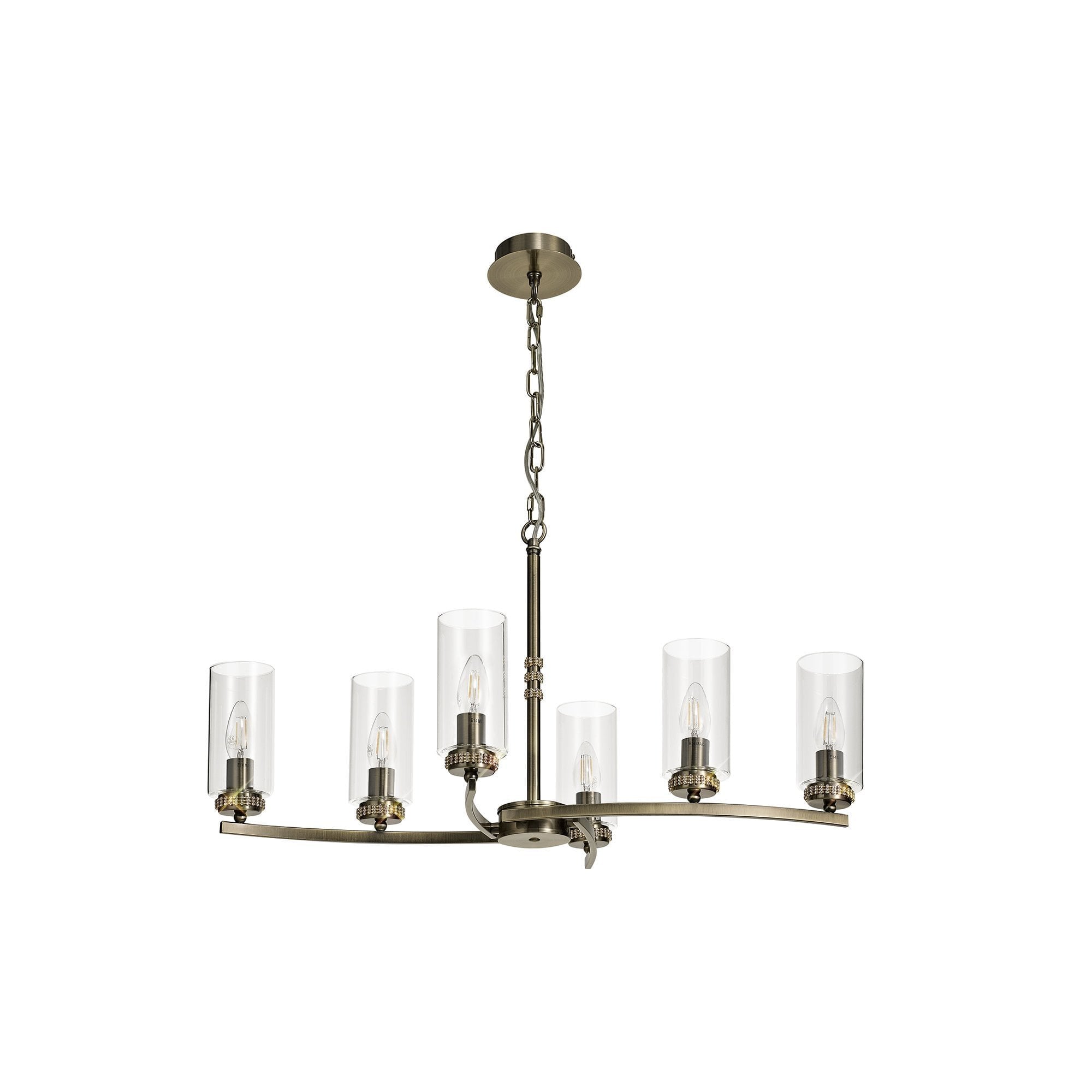 Pendant/Semi Ceiling, 6 x E14, Antique Brass