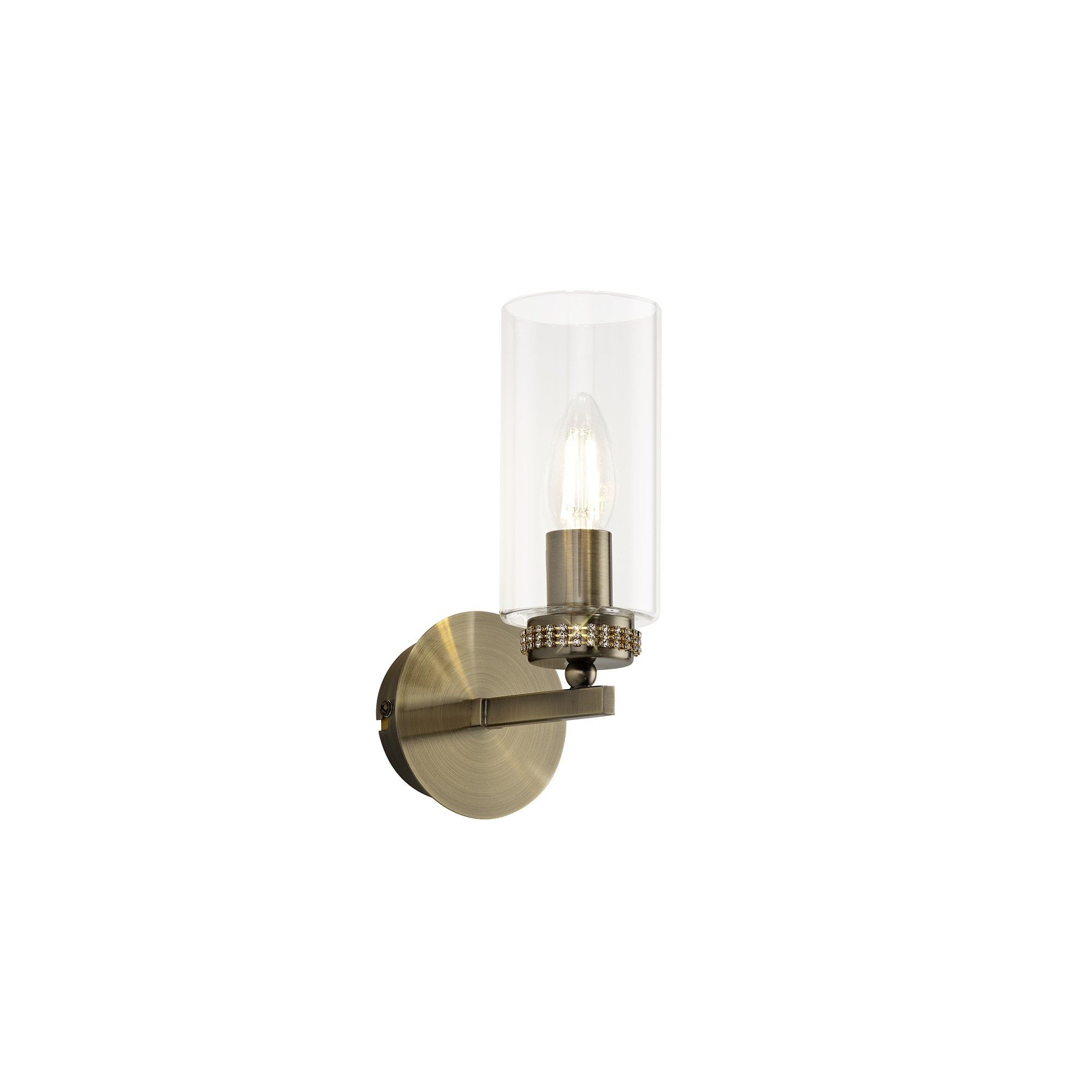 Wall Lamp Switched, 1 x E14, Antique Brass