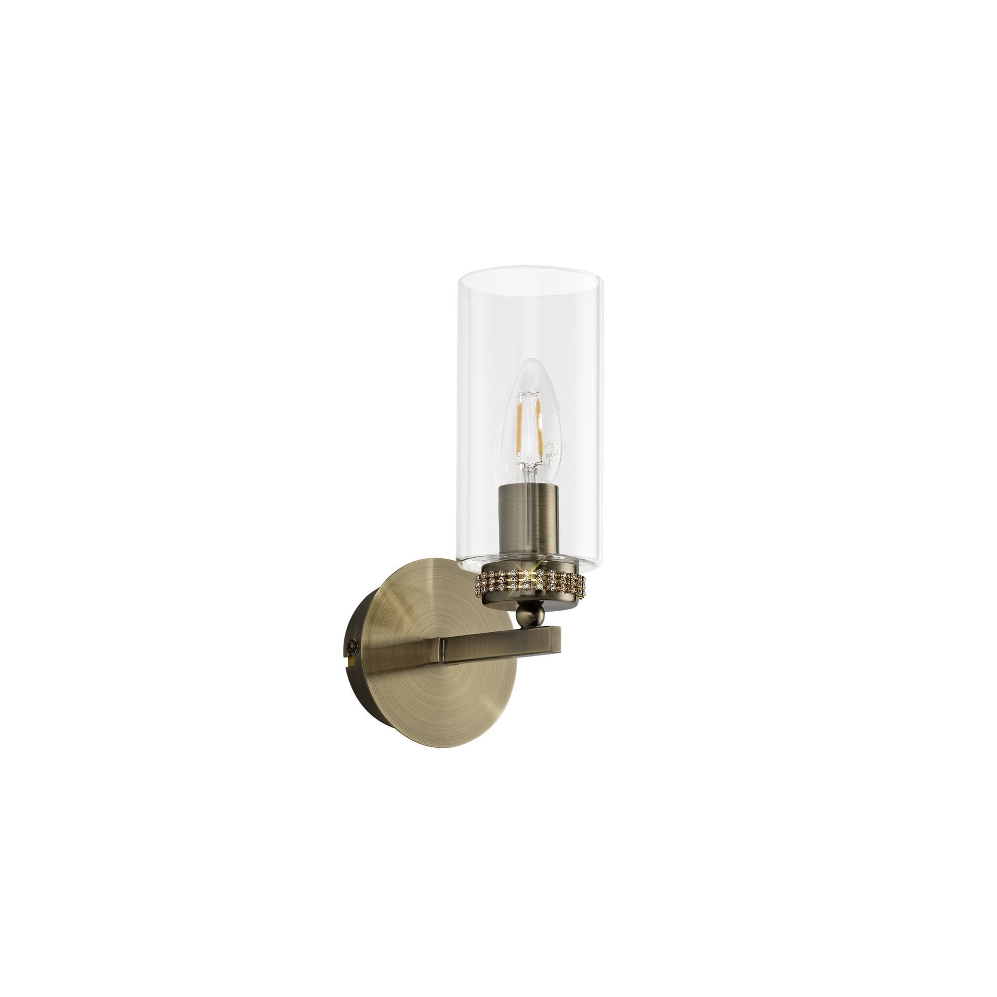 Wall Lamp Switched, 1 x E14, Antique Brass