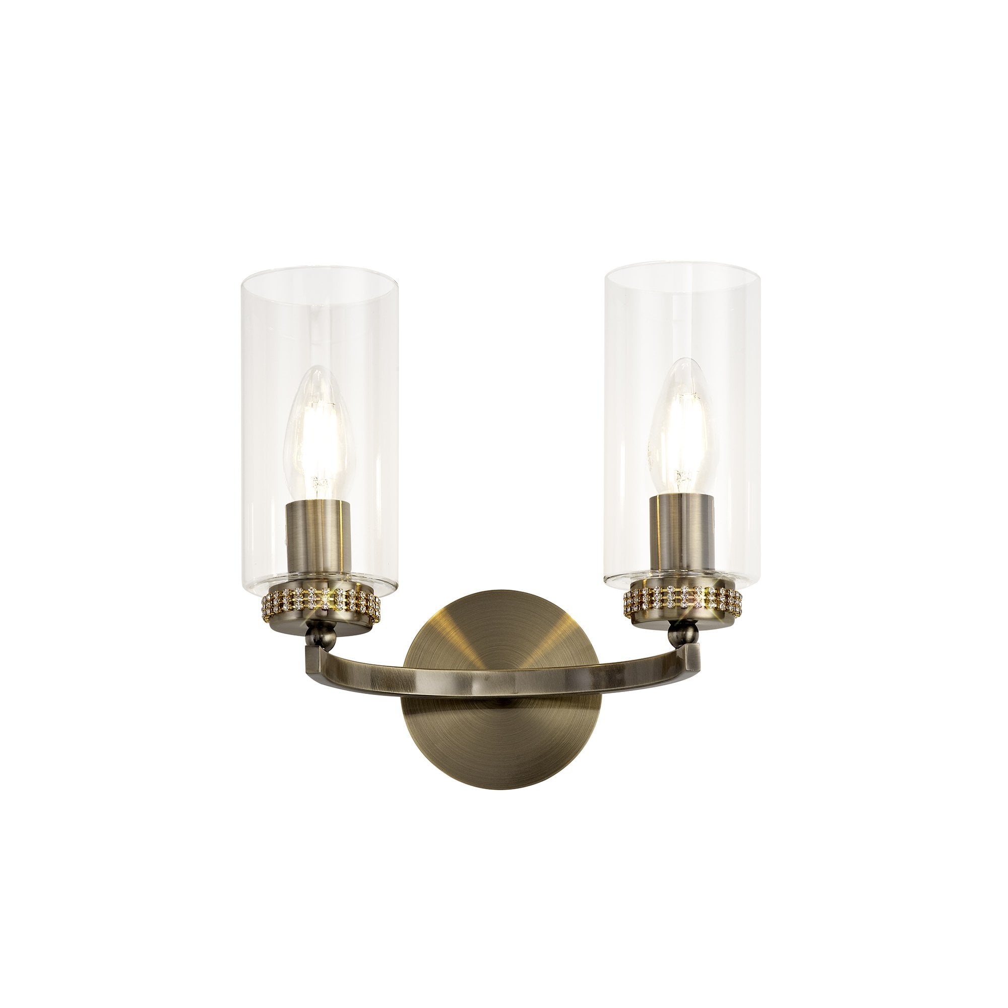 Wall Lamp Switched, 2 x E14, Antique Brass