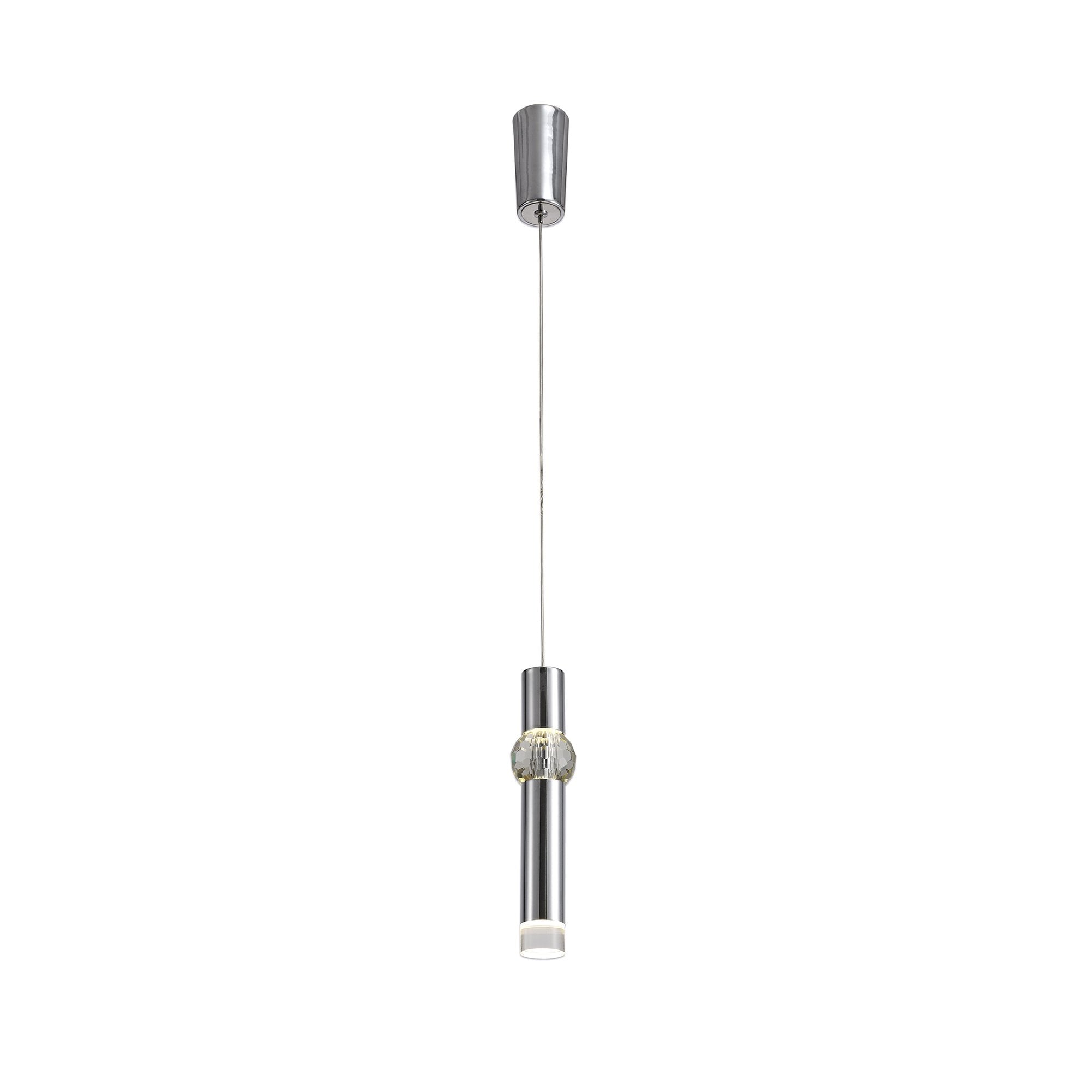 1 Light Pendant, 1 x 5W LED, 3000K, 118lm, Polished Chrome, 3yrs Warranty