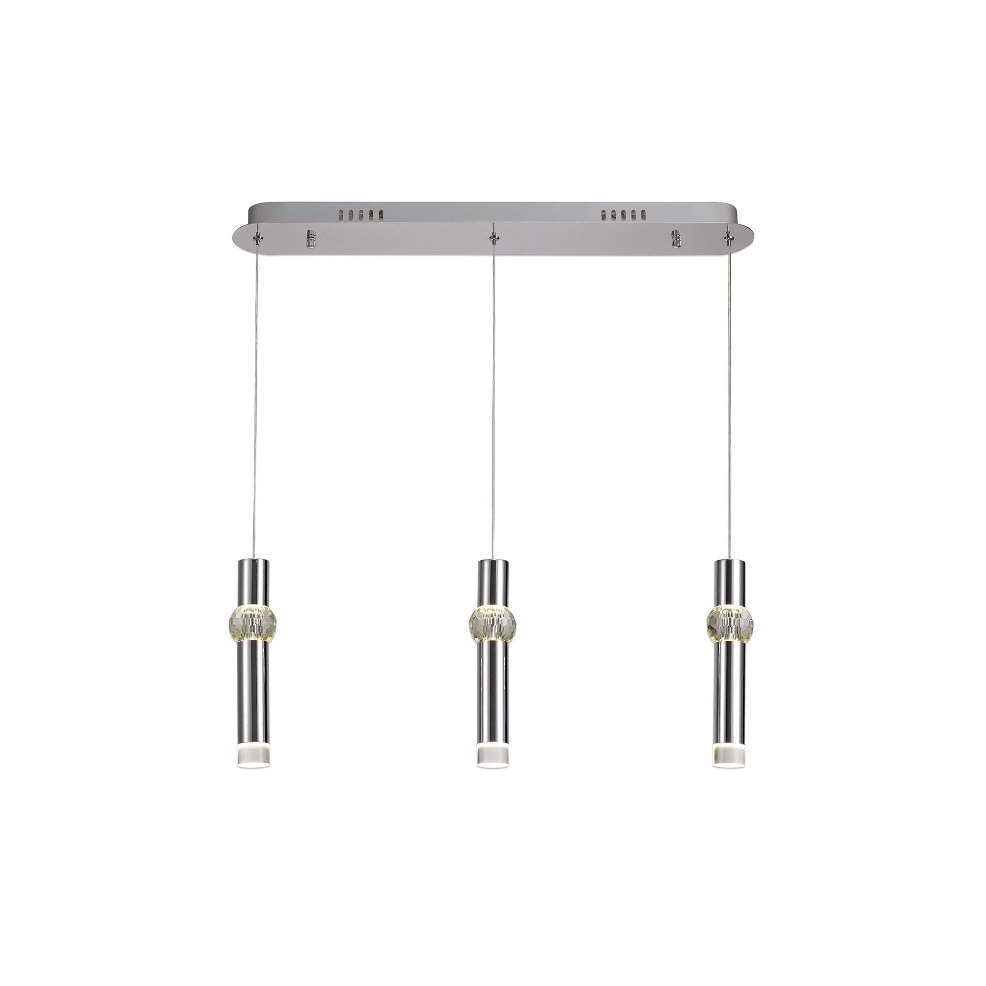 3 Light Linear Pendant, 3 x 5W LED, 3000K, 304lm, Polished Chrome, 3yrs Warranty