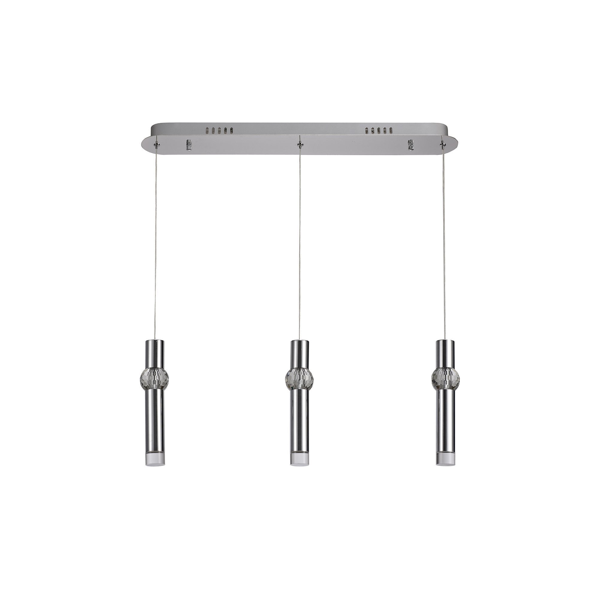 3 Light Linear Pendant, 3 x 5W LED, 3000K, 304lm, Polished Chrome, 3yrs Warranty