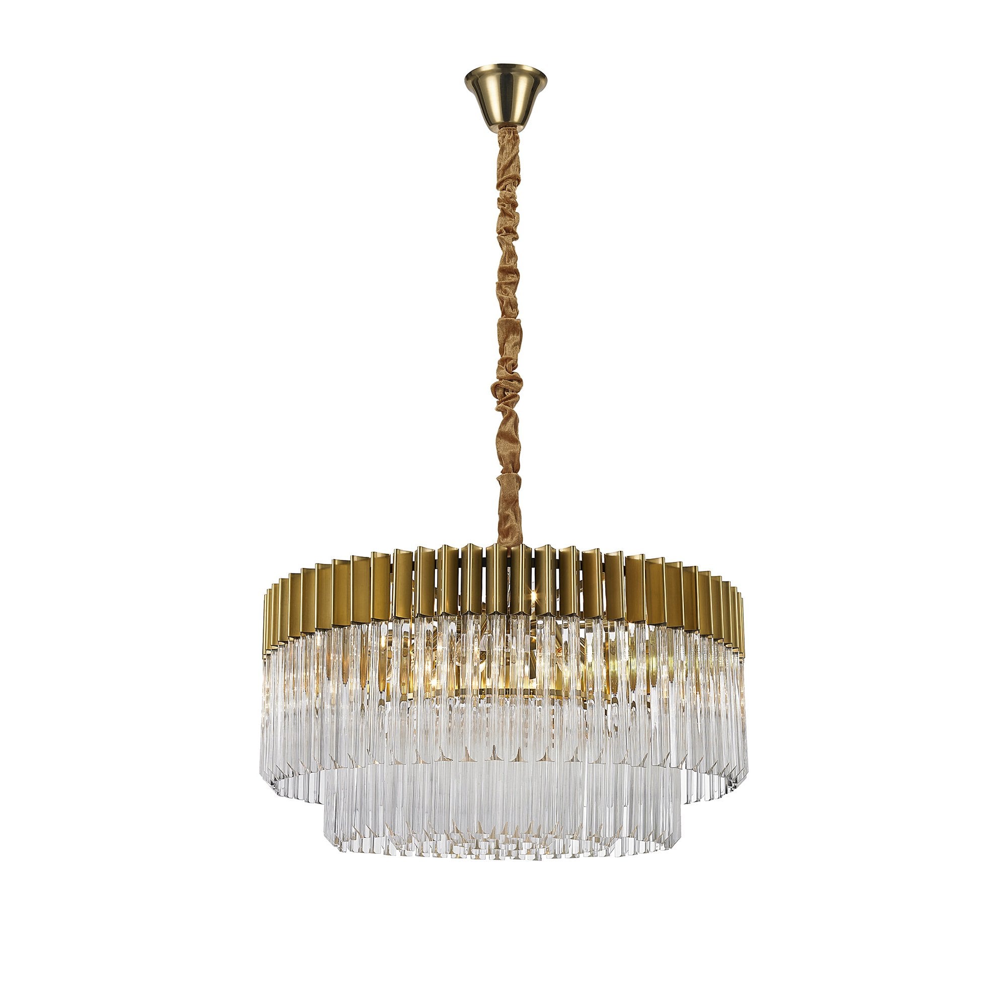 Pendant Round 12 Light E14, Brass/Glass