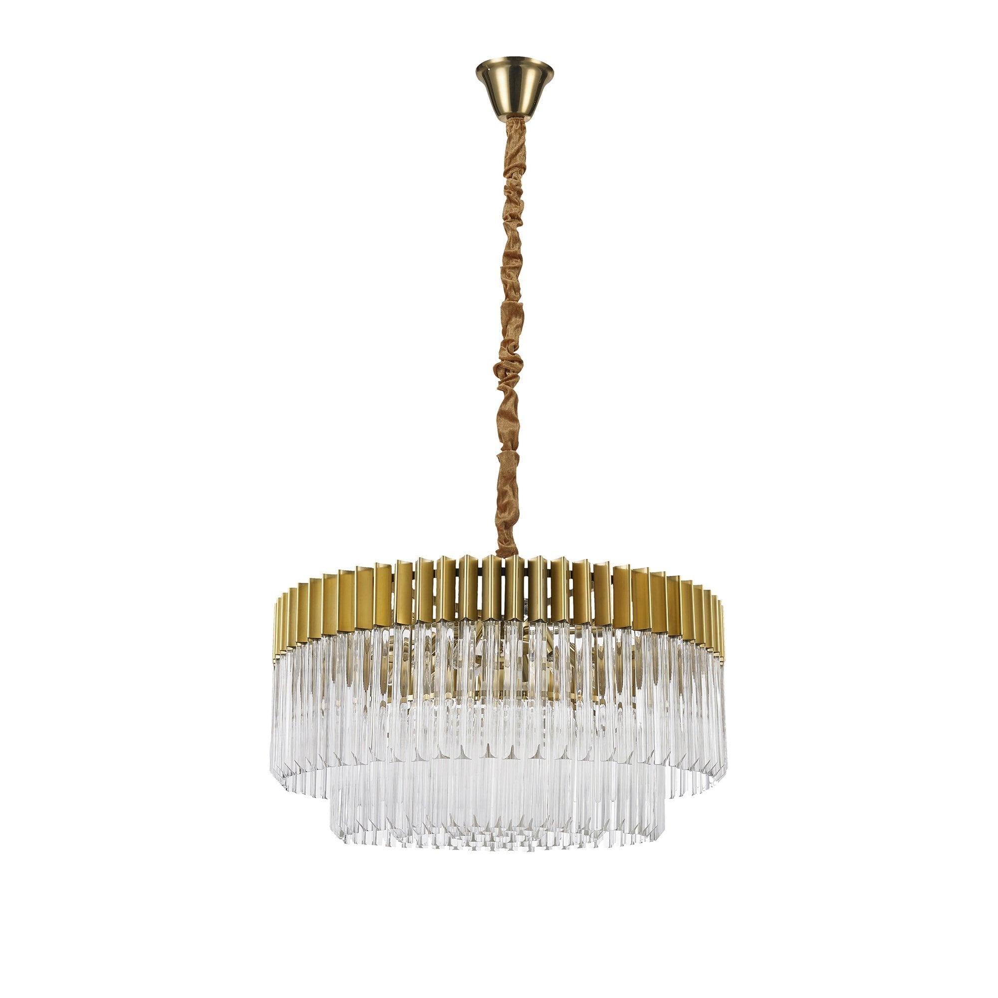 Pendant Round 12 Light E14, Brass/Glass