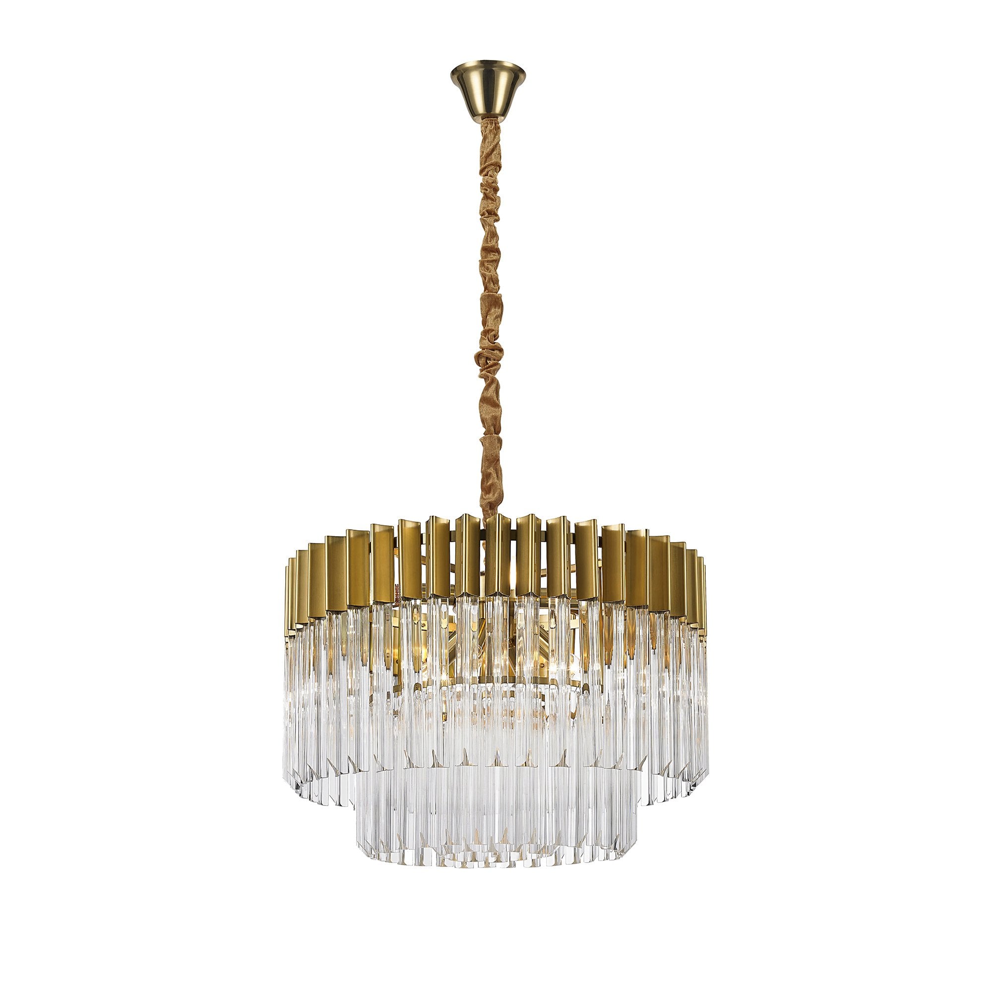 Pendant Round 8 Light E14, Brass/Glass