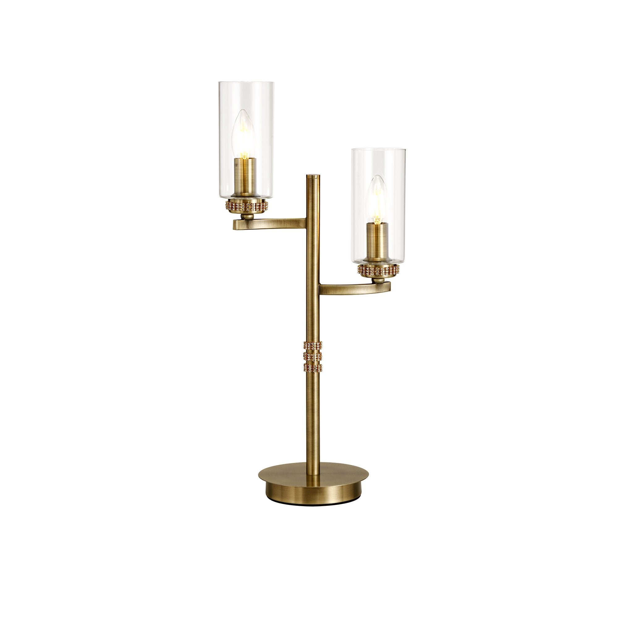 Table Lamp, 2 x E14, Antique Brass