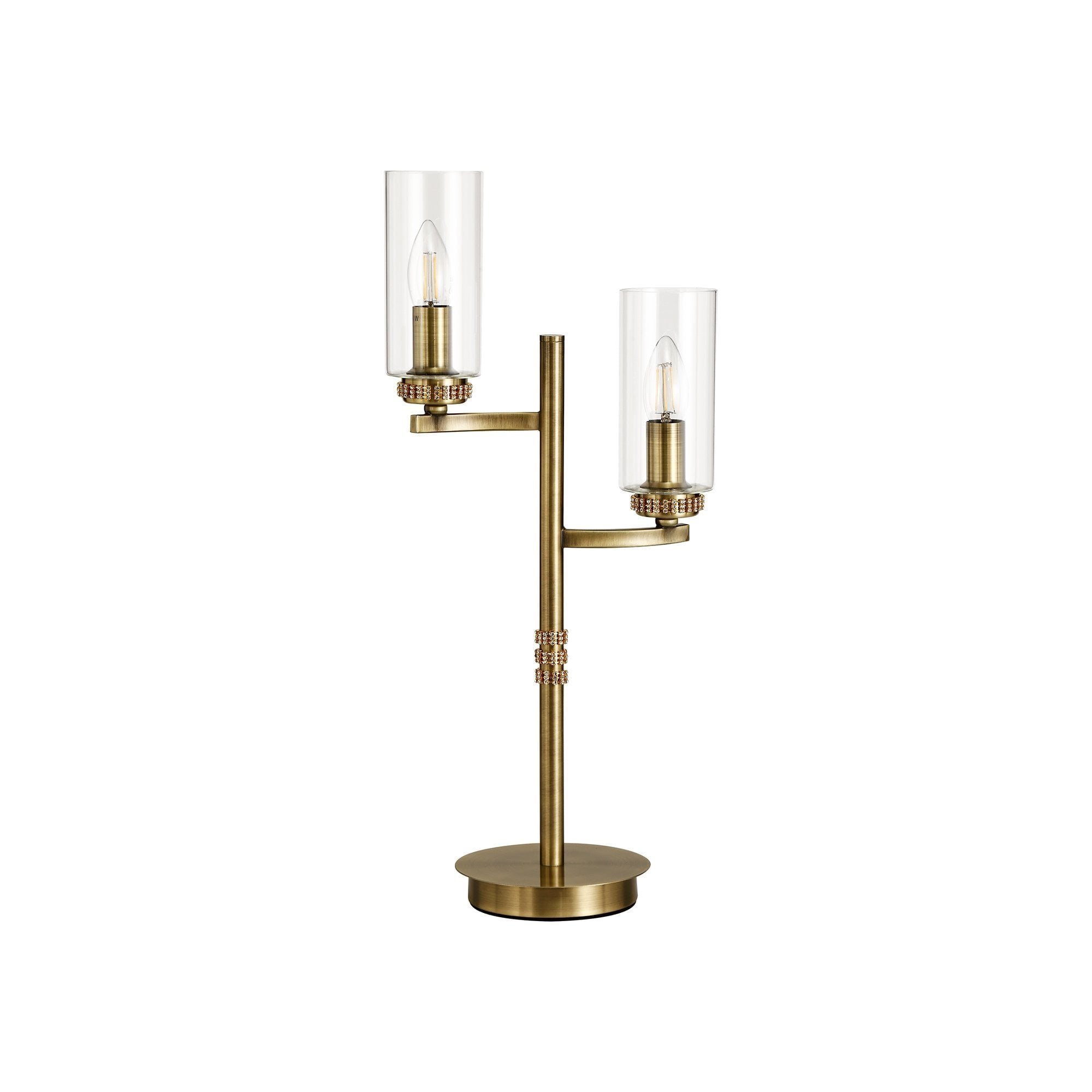 Table Lamp, 2 x E14, Antique Brass