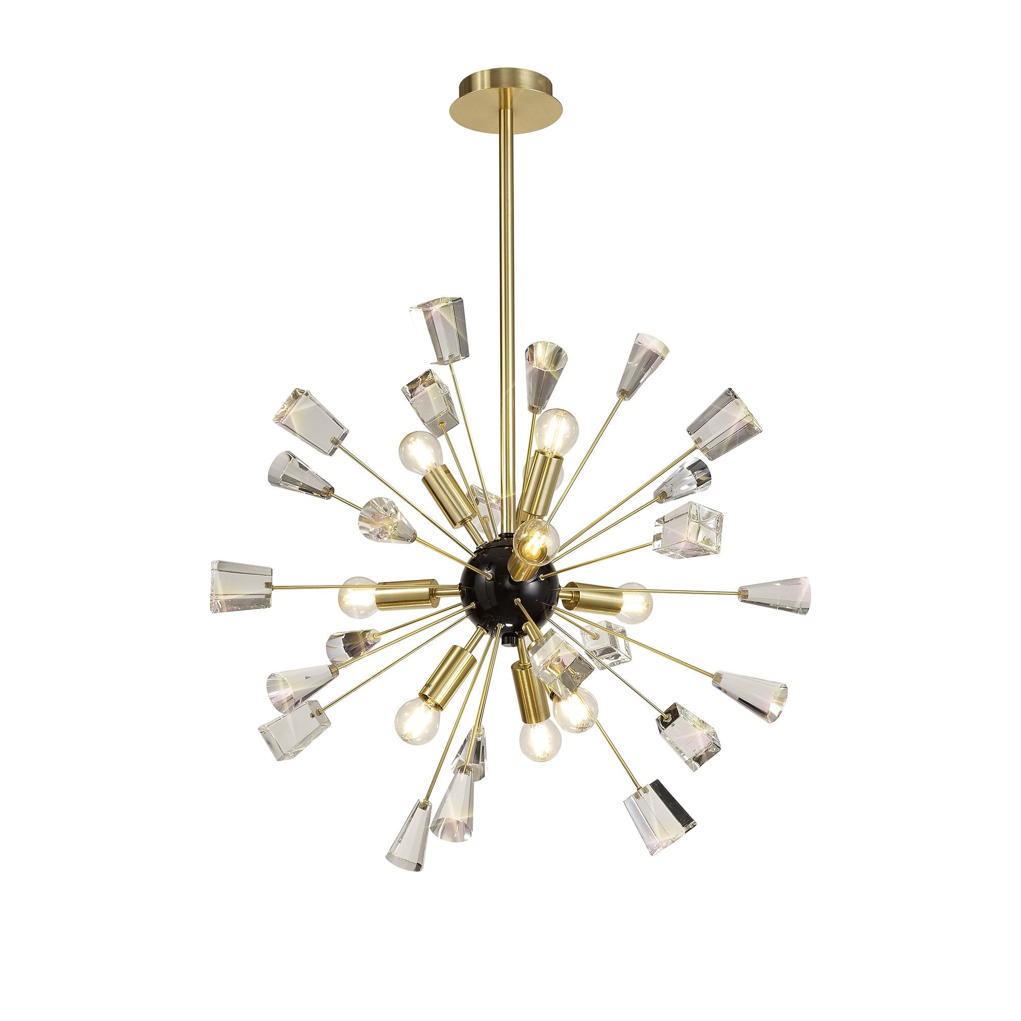 Pendant Sputnik, 9 Light E14, Brushed Gold & Gloss Black/Crystal