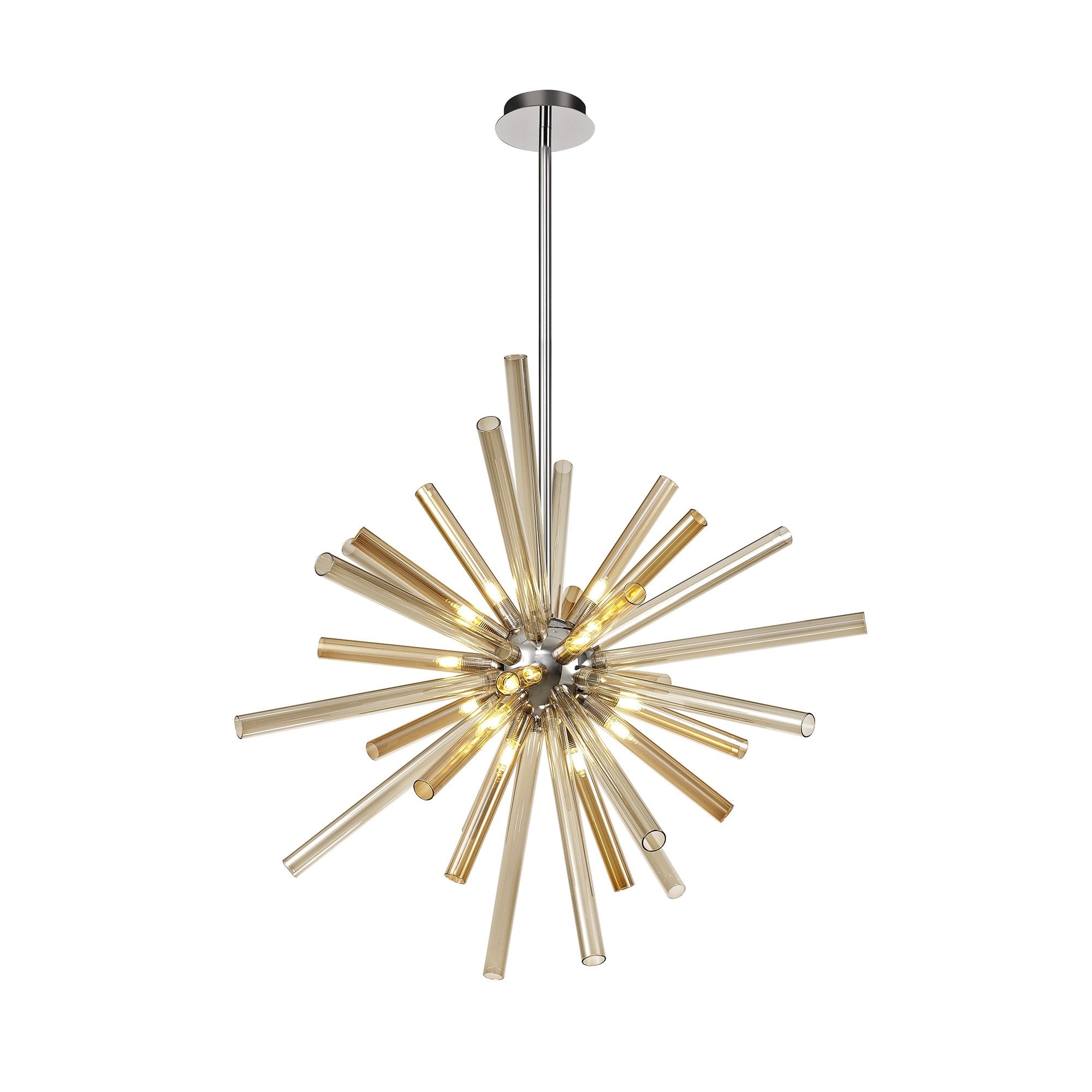 Pendant 16 Light G9, Amber & Champagne/Polished Chrome