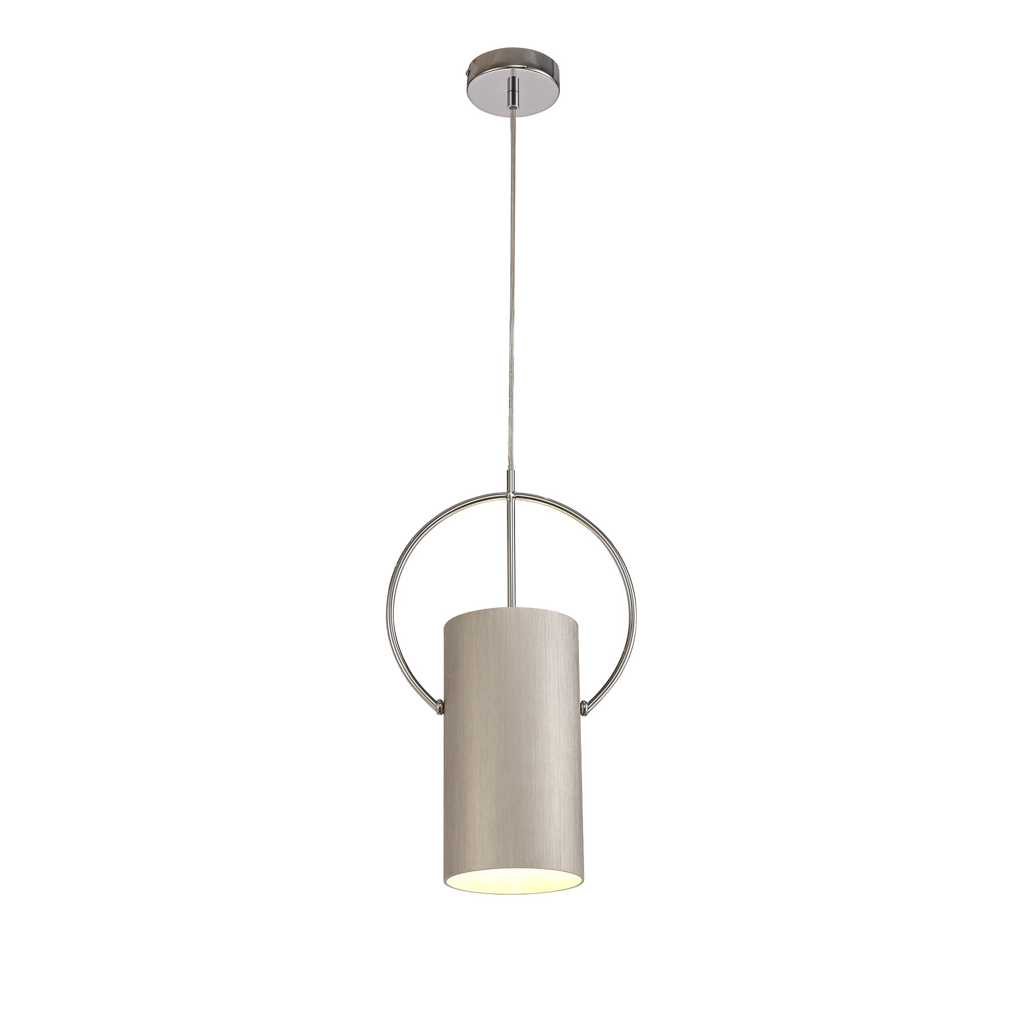 Single Pendant, 1 x E27, Satin Nickel/Polished Chrome