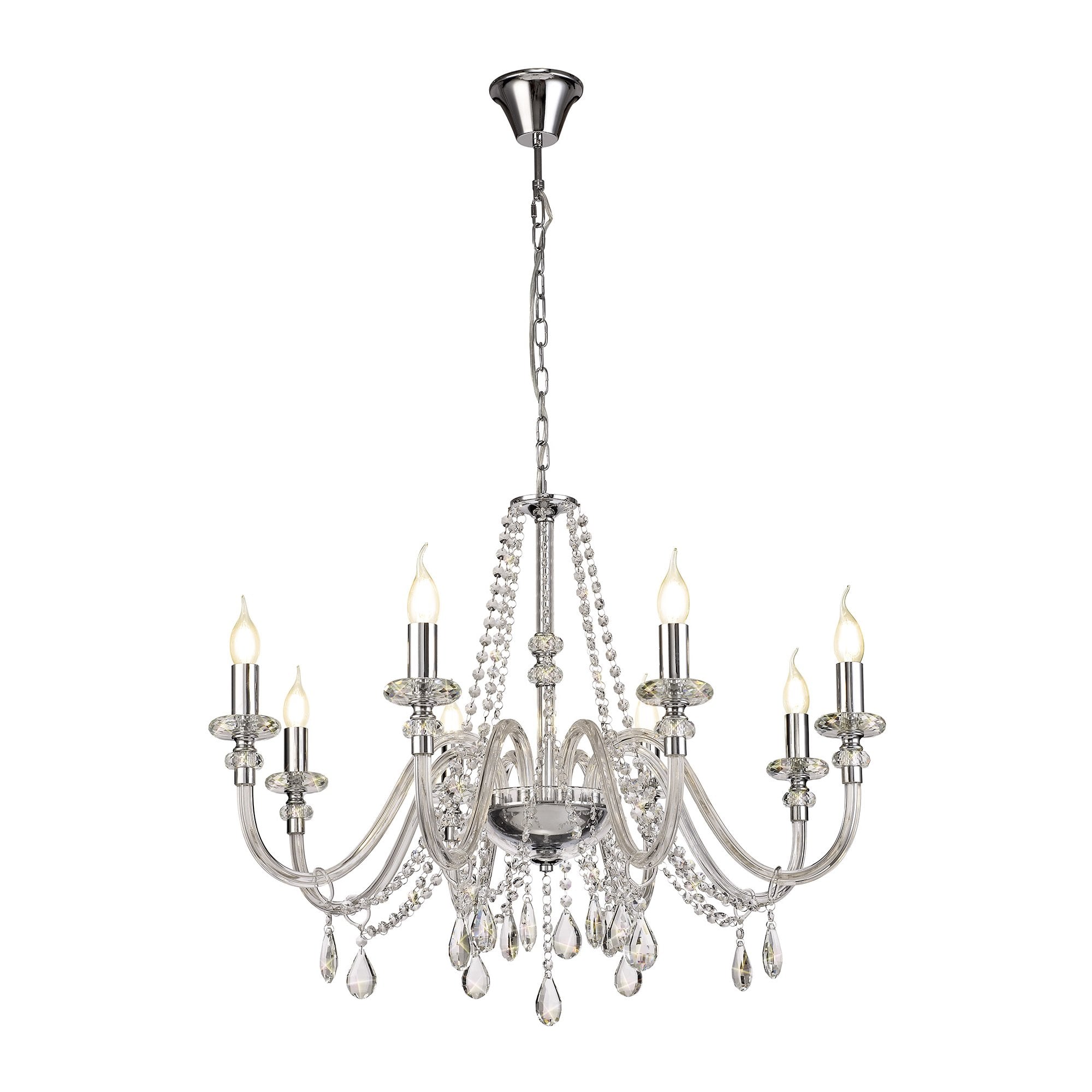 8 Bulb Crystal Chrome Chandelier Pendant