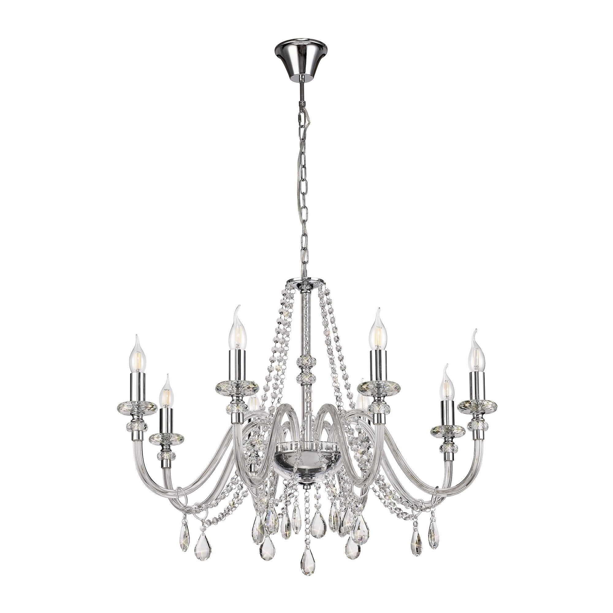 8 Bulb Crystal Chrome Chandelier Pendant