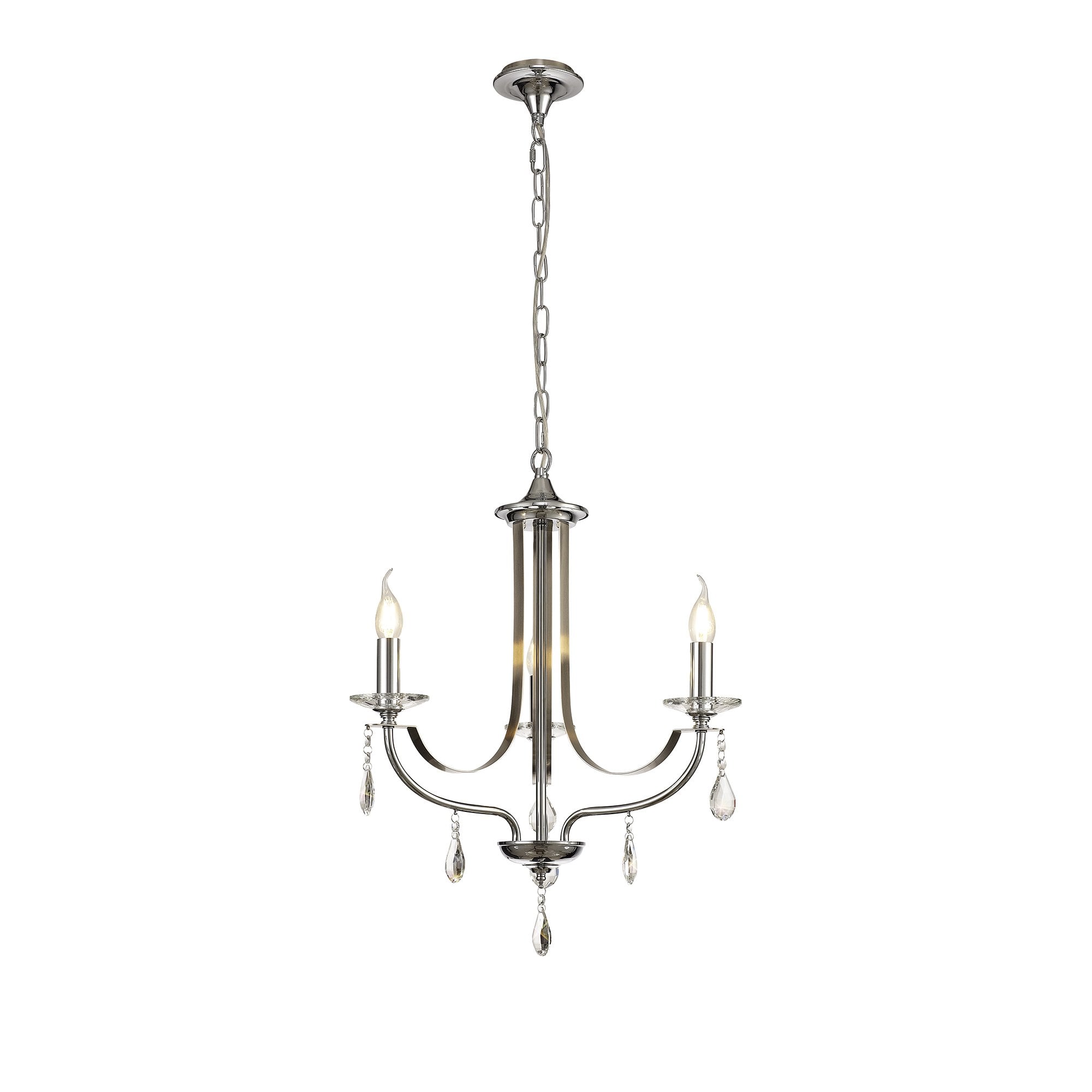 Pendant 3 Light E14 Polished Chrome/Satin Nickel/Clear Crystal