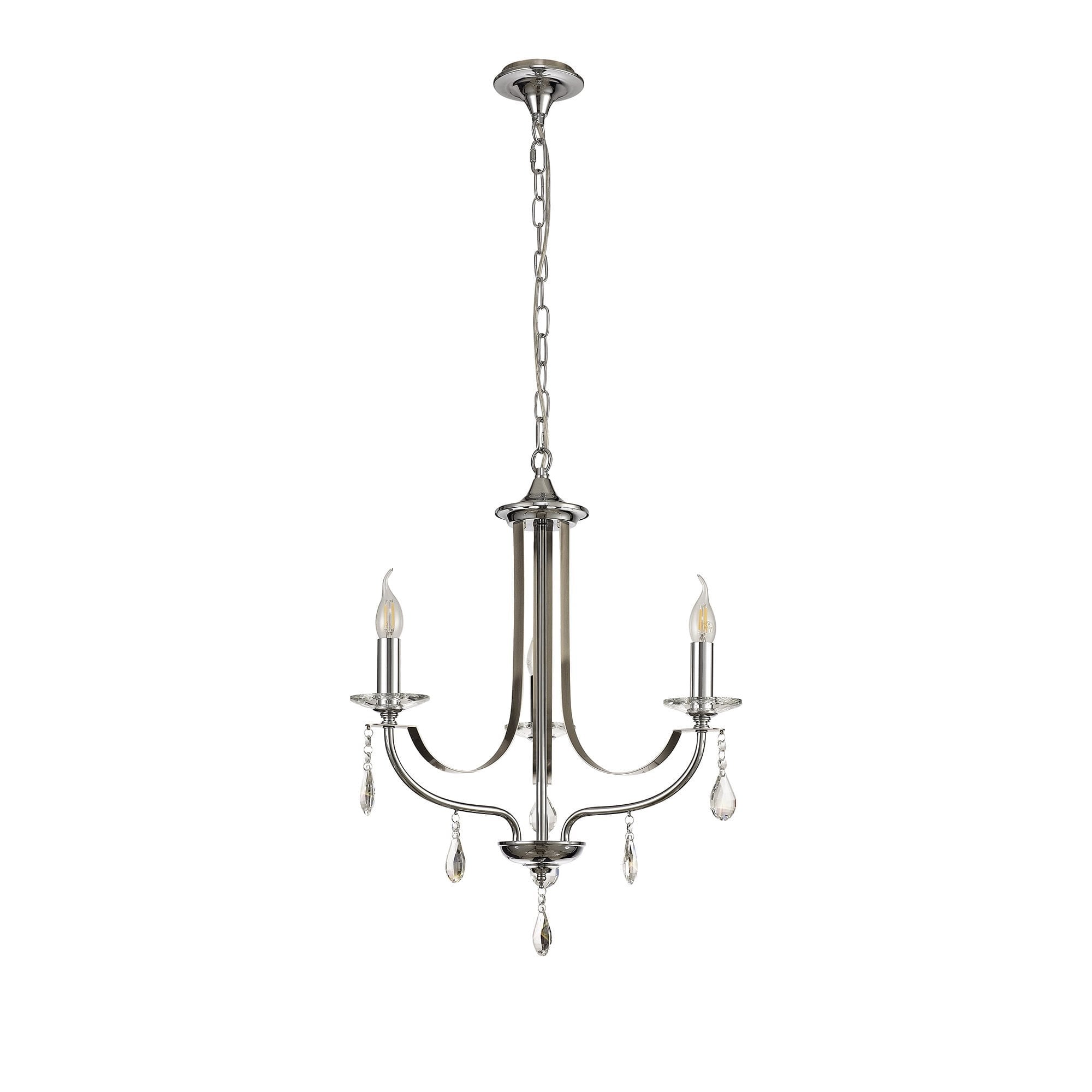 Pendant 3 Light E14 Polished Chrome/Satin Nickel/Clear Crystal