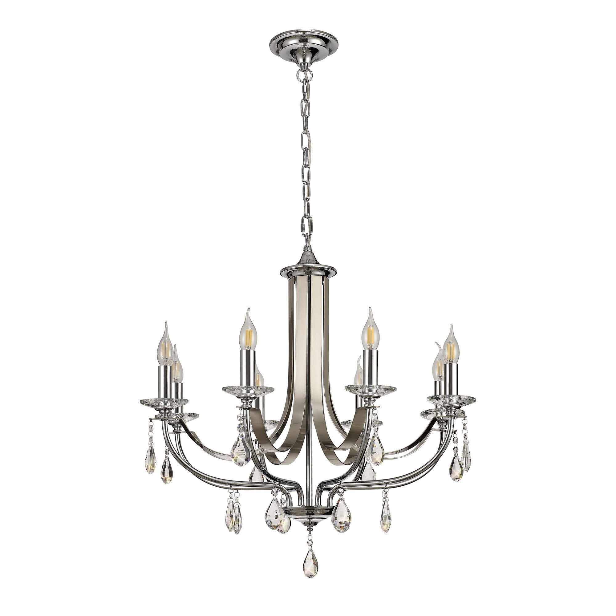 Pendant 8 Light E14 Polished Chrome/Satin Nickel/Clear Crystal