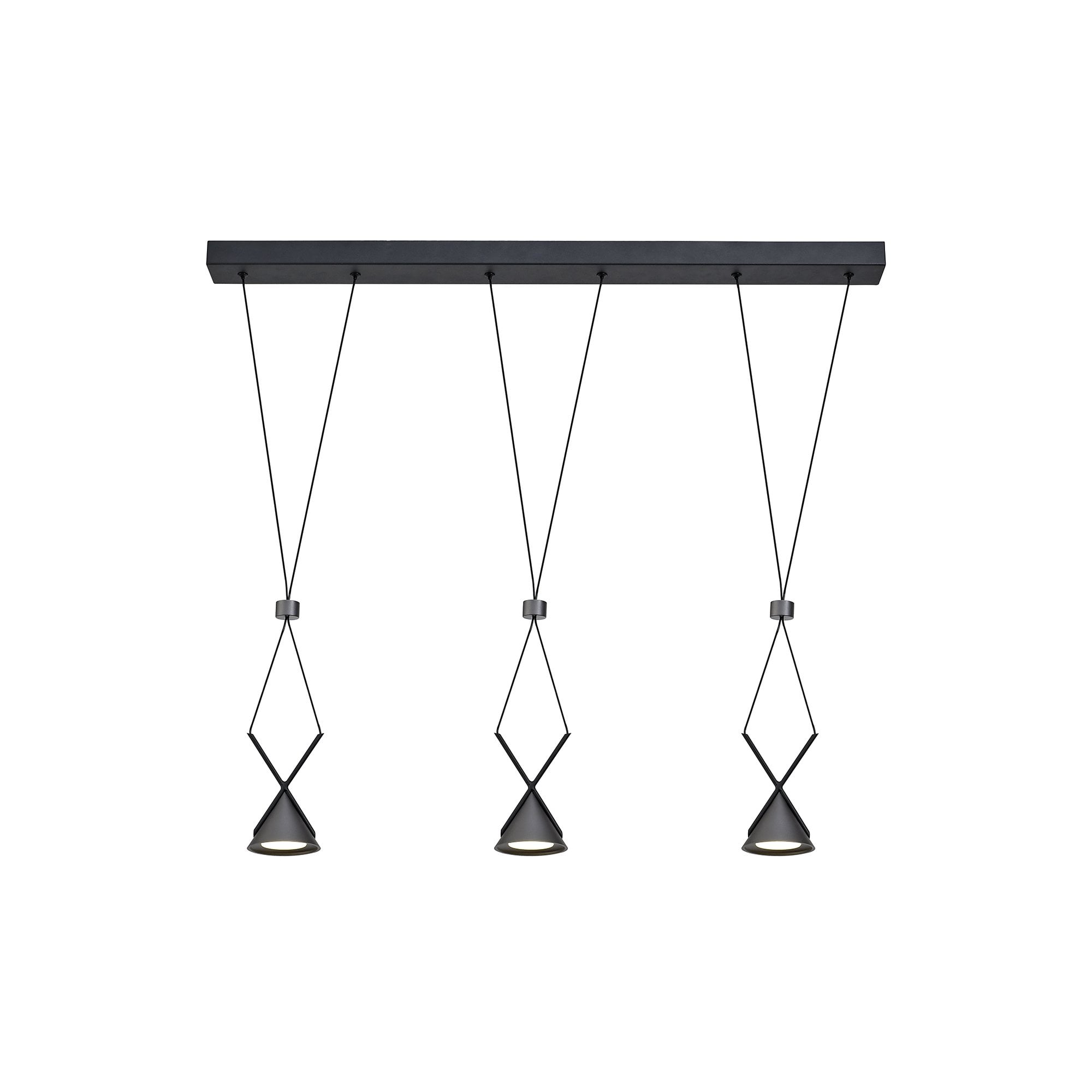 Bar Linear Pendant 3 Light, 3 x 3W LED, 3000K, 350lm, Sand Black/Grey, 3yrs Warranty