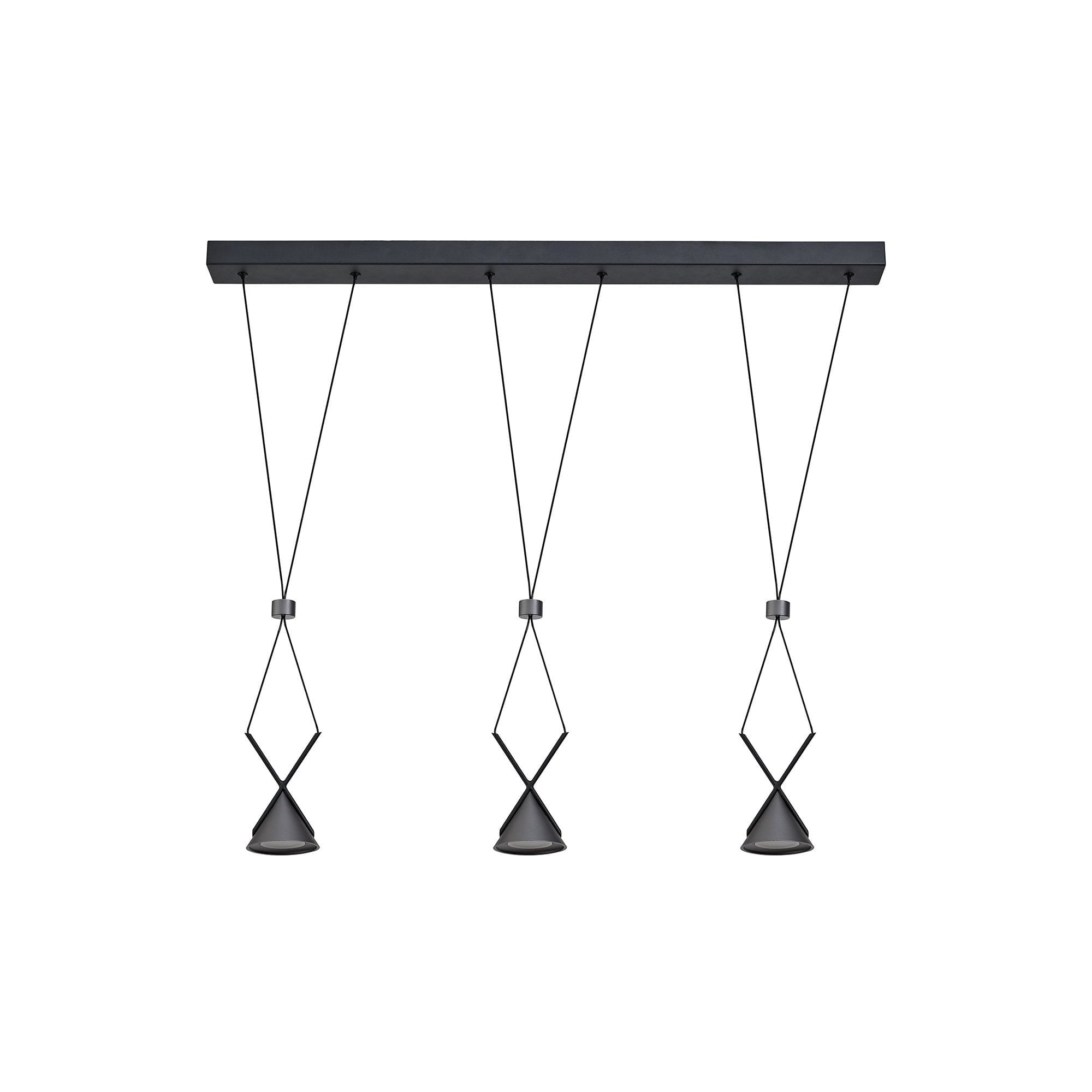 Bar Linear Pendant 3 Light, 3 x 3W LED, 3000K, 350lm, Sand Black/Grey, 3yrs Warranty