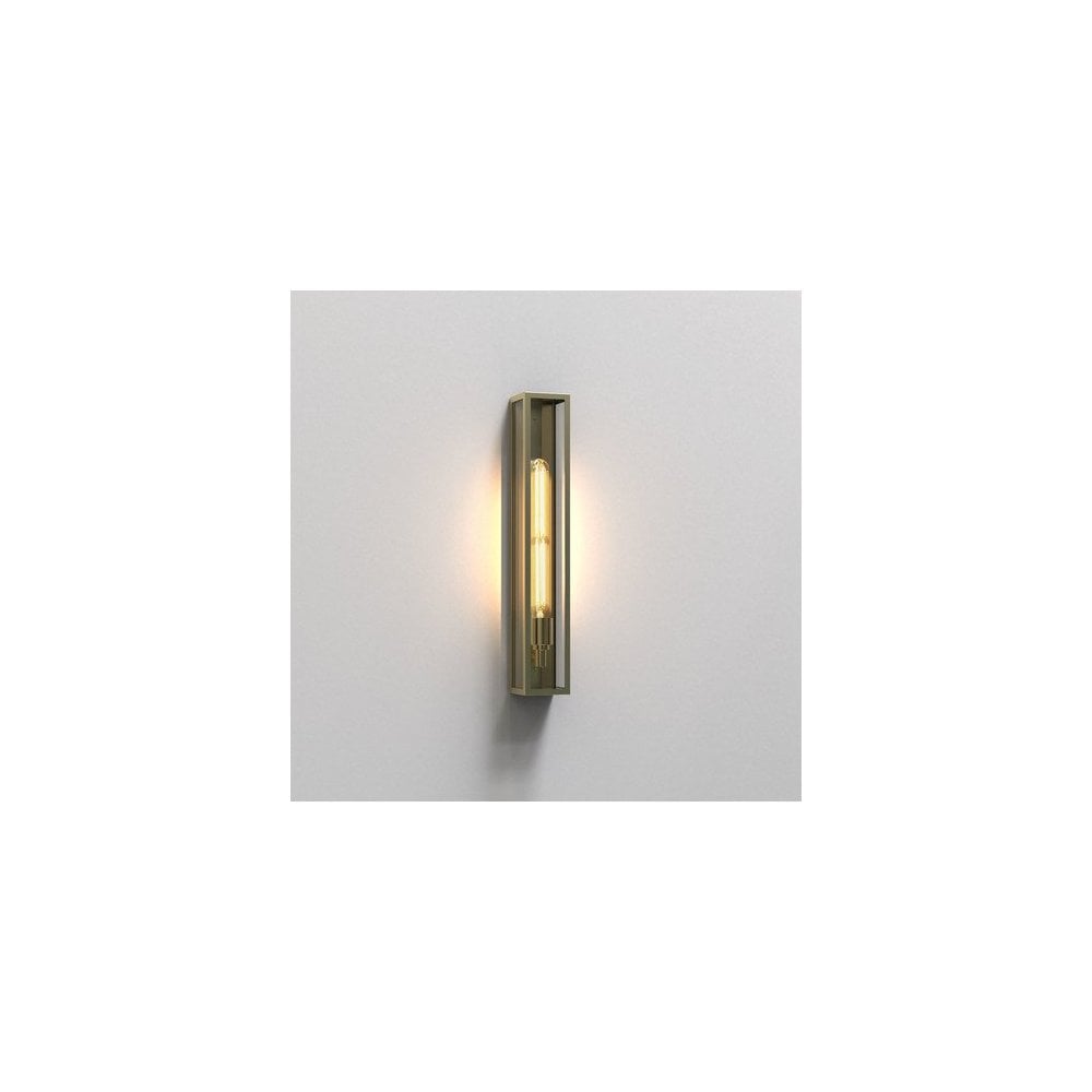 Harvard Natural Rustic Brass 500mm Box Wall Light