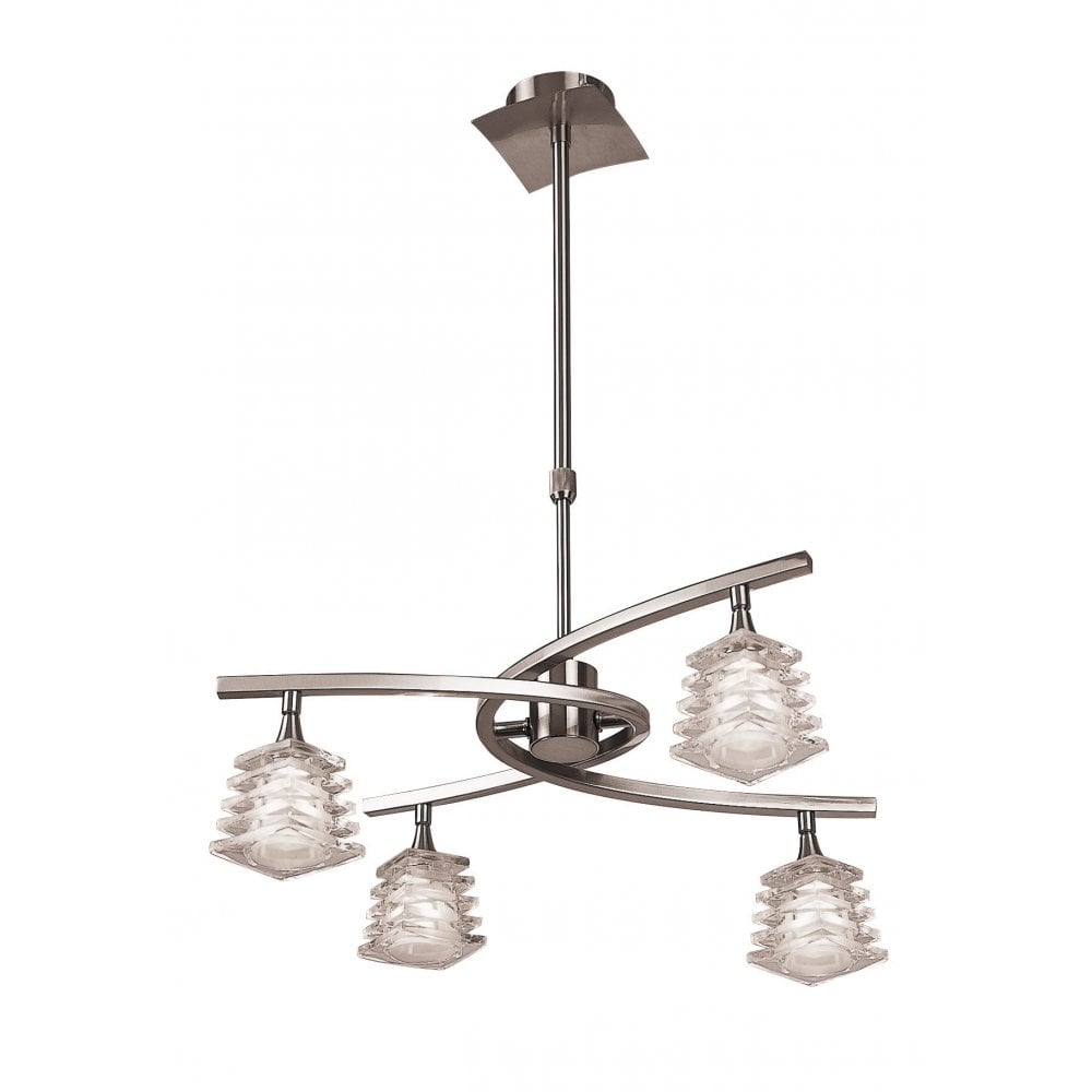 Keops Telescopic Pendant Semi Flush Convertible 4 Light G9, Satin Nickel