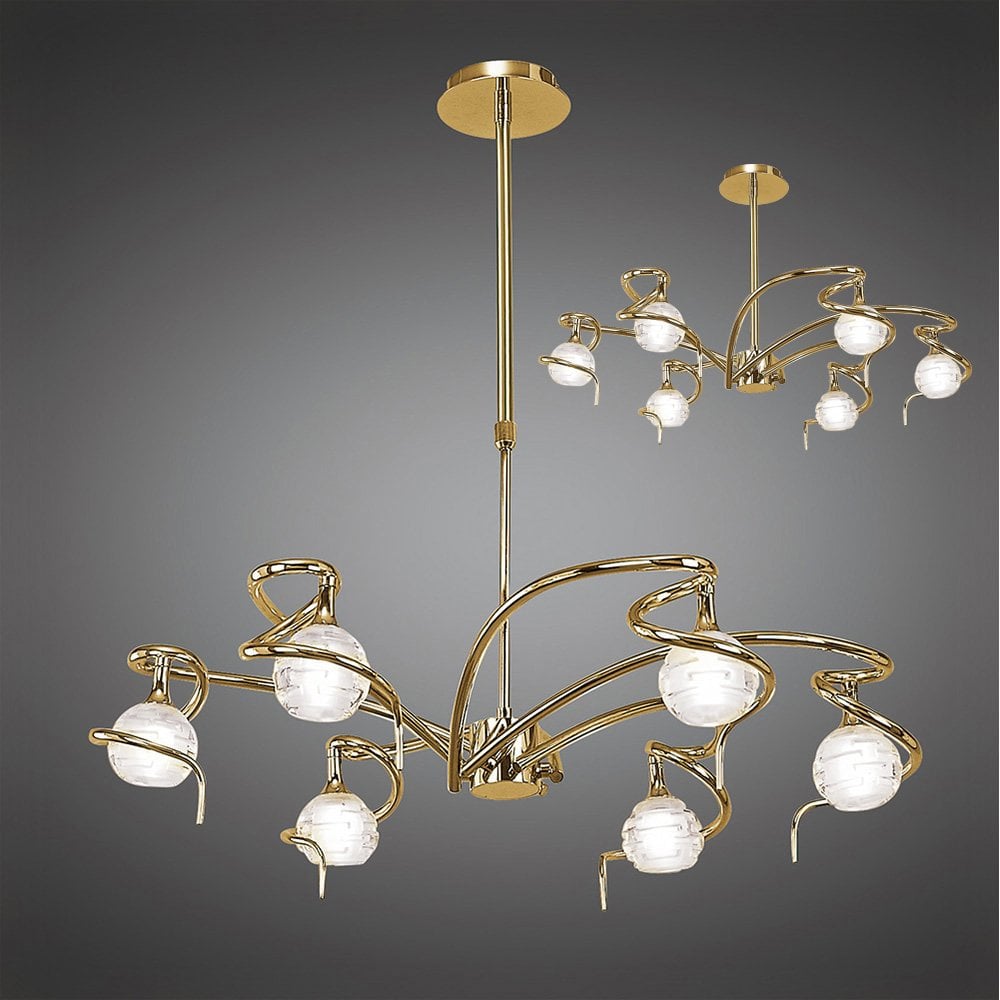 Dali Telescopic Pendant Semi Flush Convertible 6 Light G9, Polished Brass