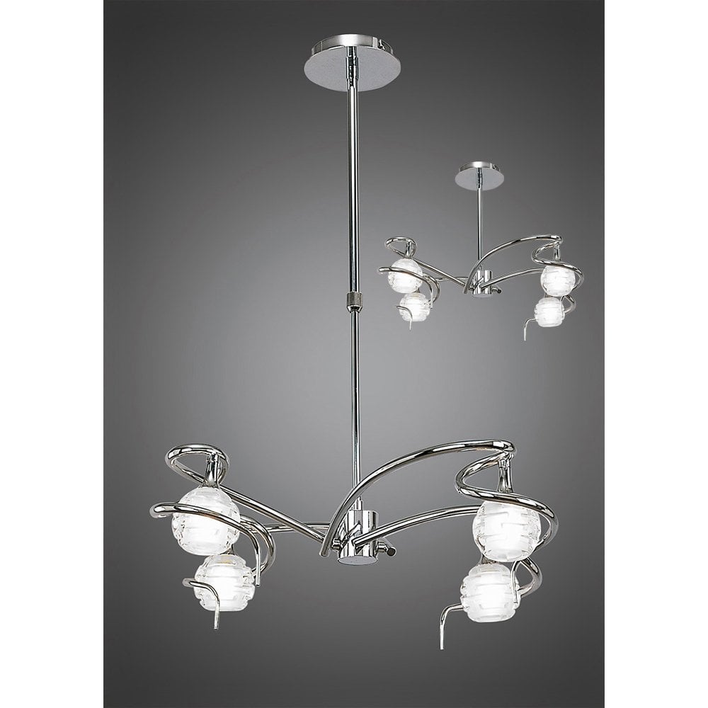 Dali Telescopic Pendant Semi Flush Convertible 4 Light G9, Polished Chrome