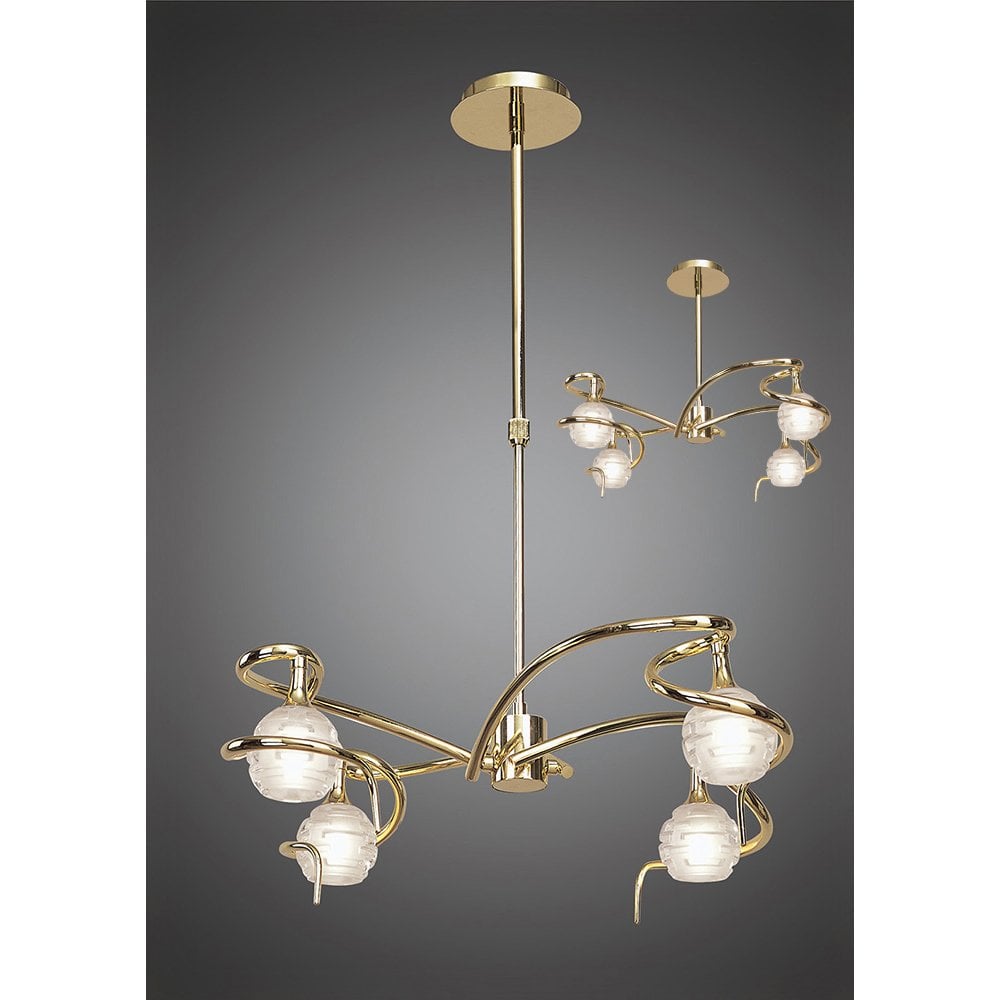 Dali Telescopic Pendant Semi Flush Convertible 4 Light G9, Polished Brass