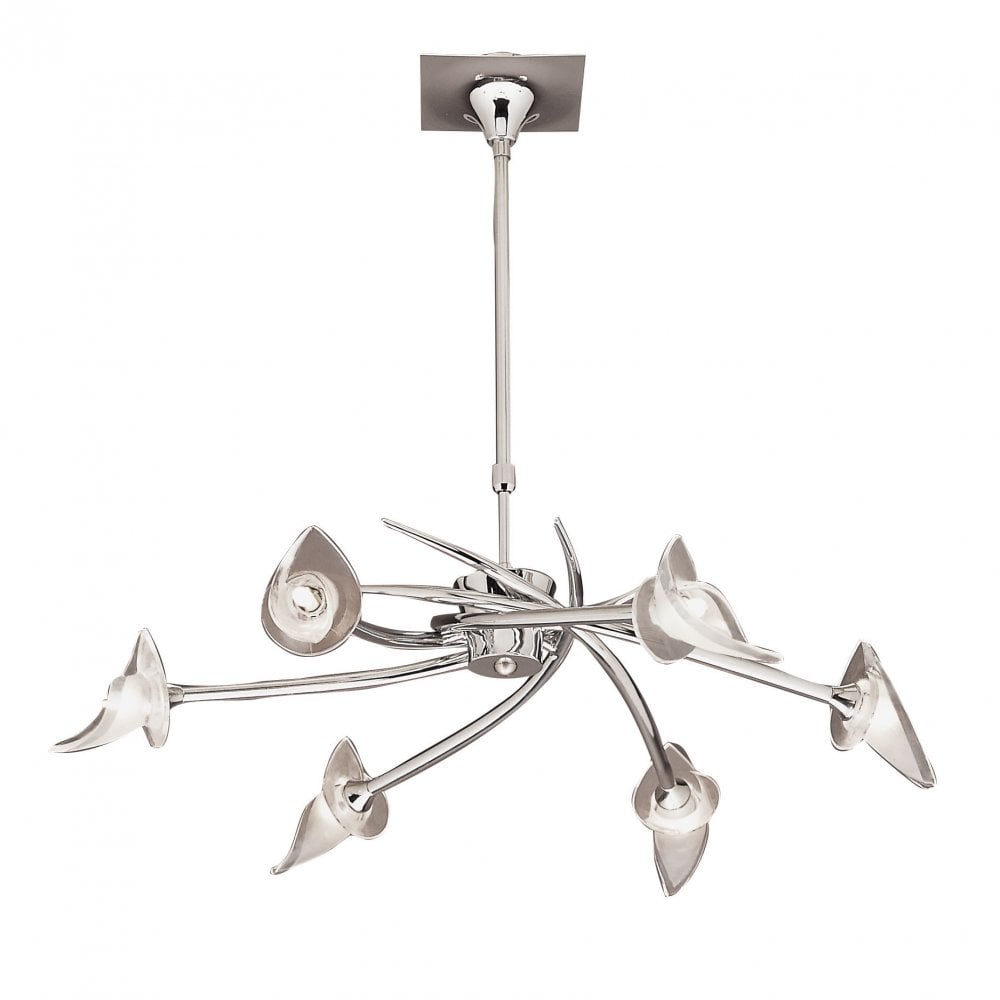 Flavia Telescopic Pendant Semi Flush Convertible Round 6 Light G9, Polished Chrome