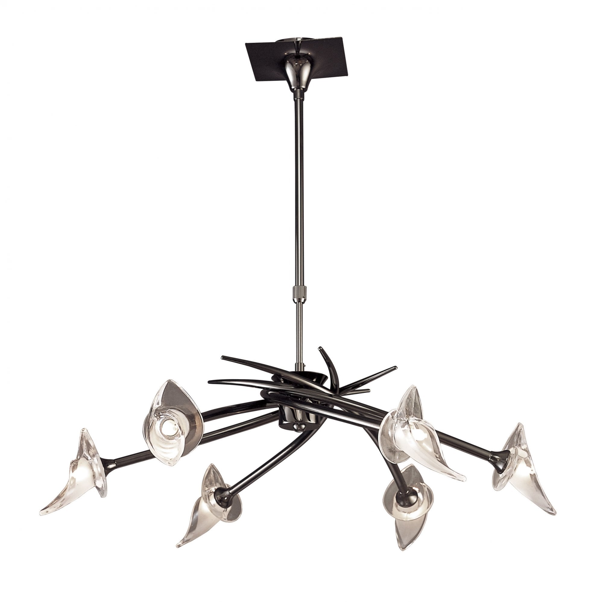 Flavia Telescopic Pendant Semi Flush Convertible Round 6 Light G9, Black Chrome