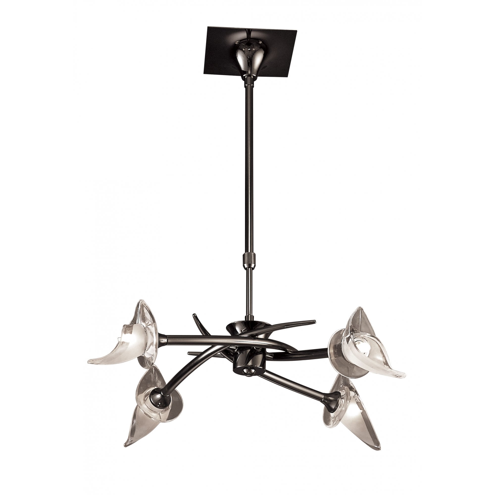 Flavia Telescopic Pendant Semi Flush Convertible Round 4 Light G9, Black Chrome