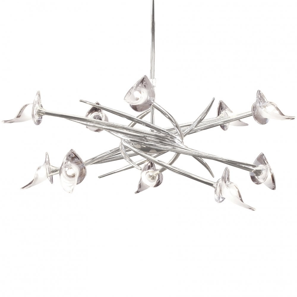 Flavia Pendant Up-Down Round 10 Light G9, Polished Chrome