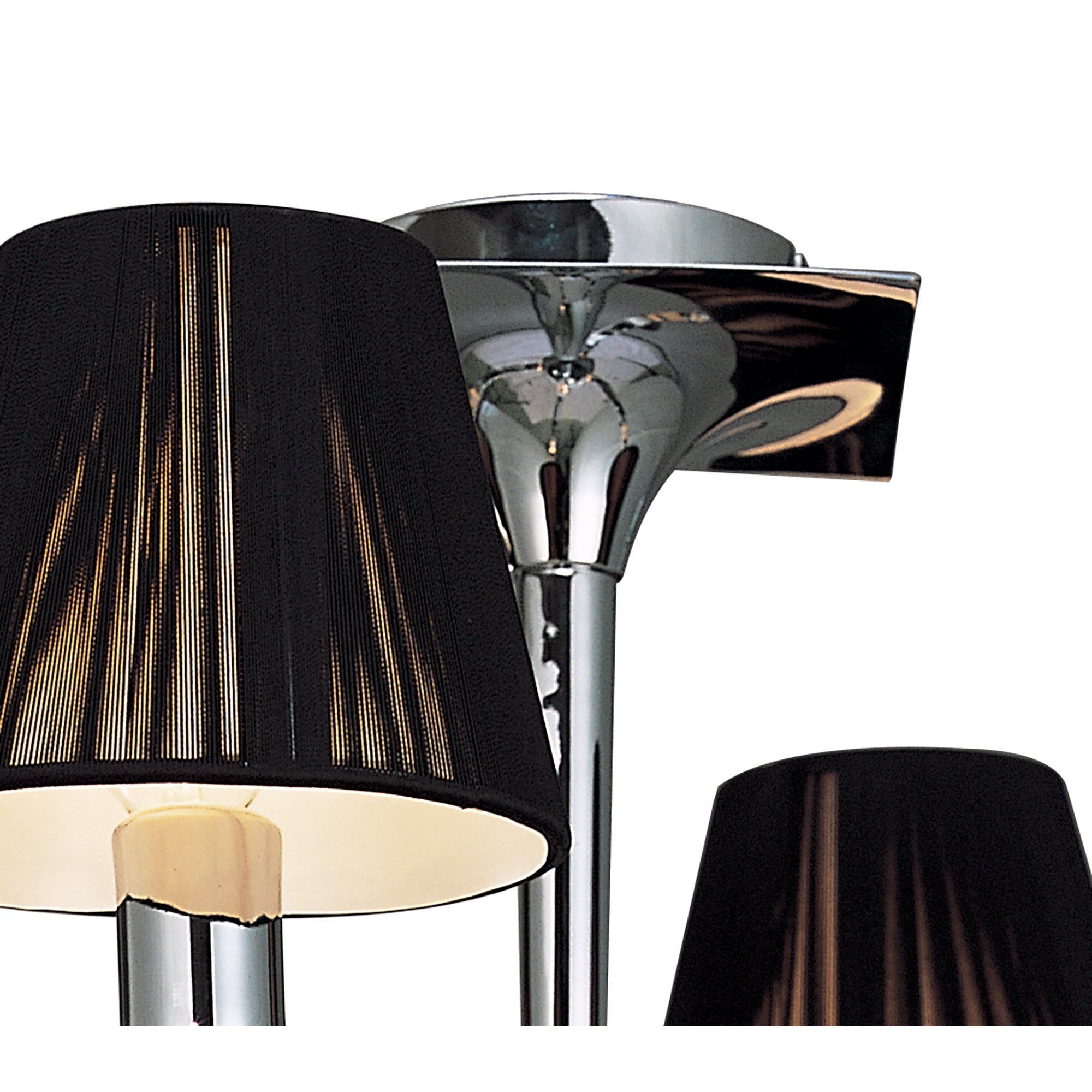 Siena Semi Ceiling Round 4 Light E14, Polished Chrome With Black Shades And Black Crystal