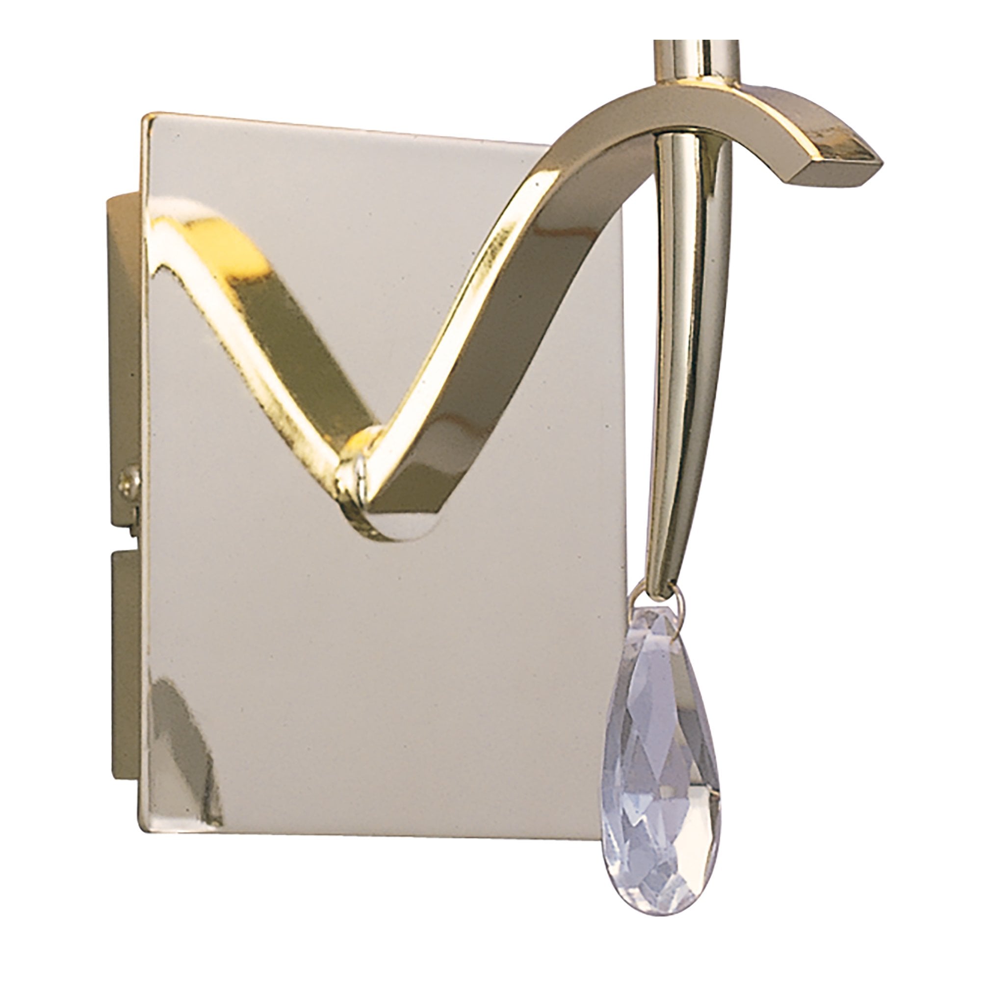 Siena Wall Lamp Switched 1 Light E14, Polished Brass With Amber Cream Shade And Clear Crystal