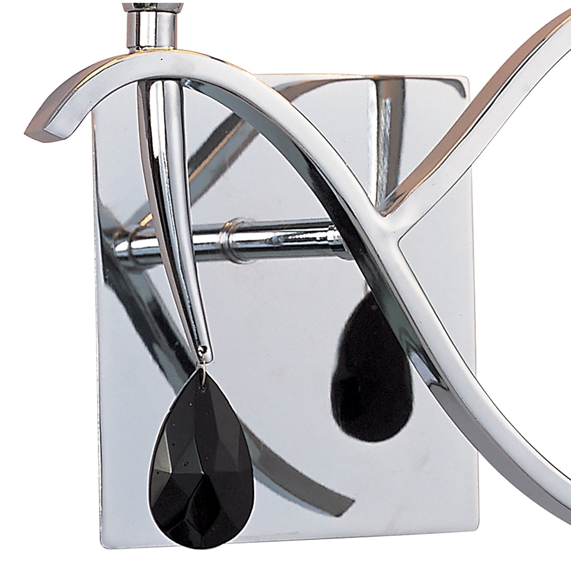 Siena Wall Lamp Switched 2 Light E14, Polished Chrome With Black Shades And Black Crystal