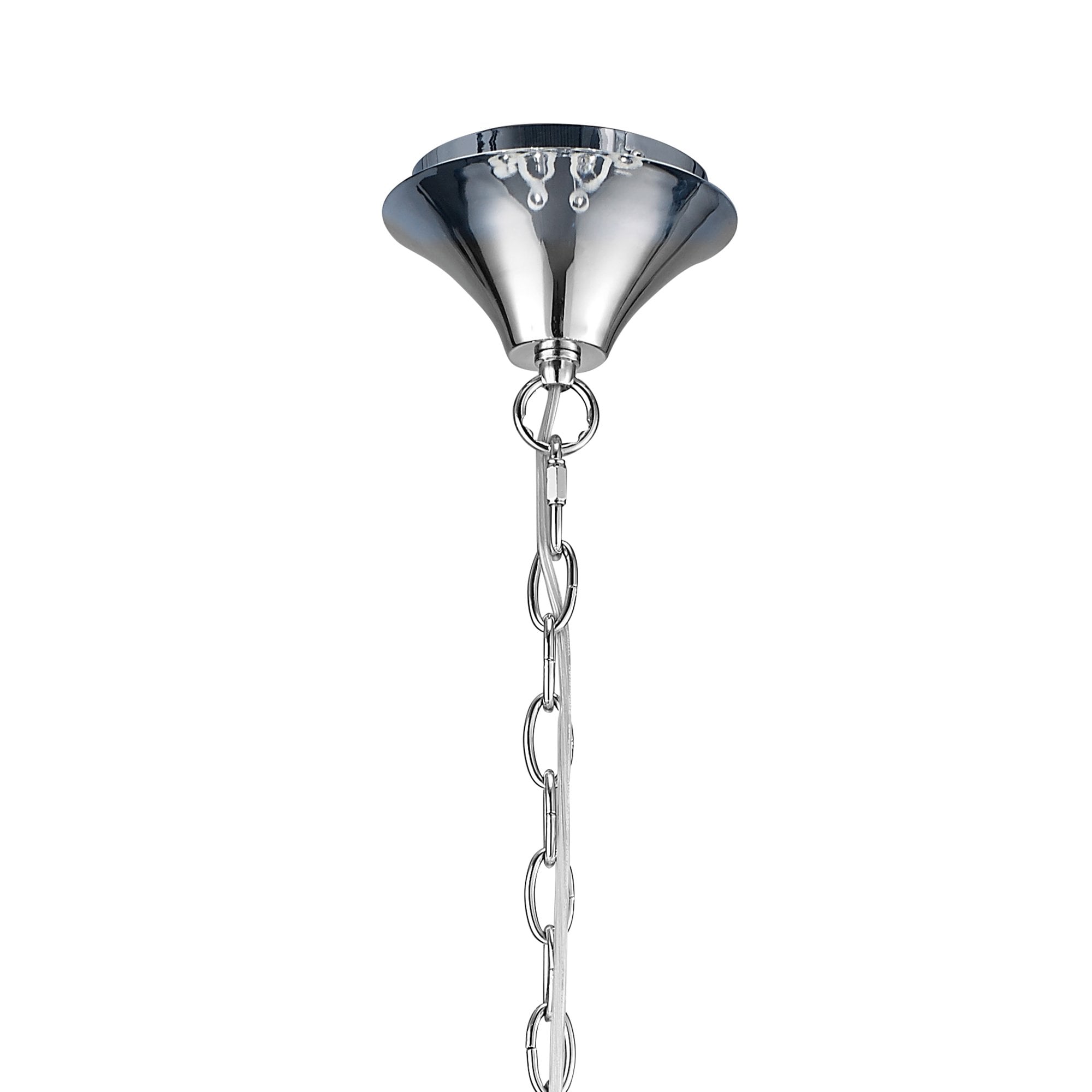 Loewe 2 Tier Pendant 6+3 Light E14, Polished Chrome With White Shades